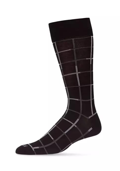 MEMOI MENS WINDOWPANE BAMBOO BLEND DRESS SOCKS - ACV07564 - Image 3