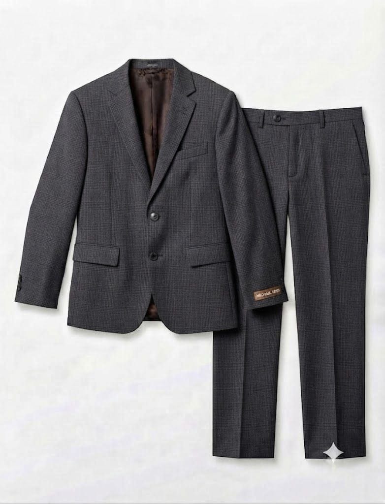 MICHAEL KORS Boys Black Plaid Suit