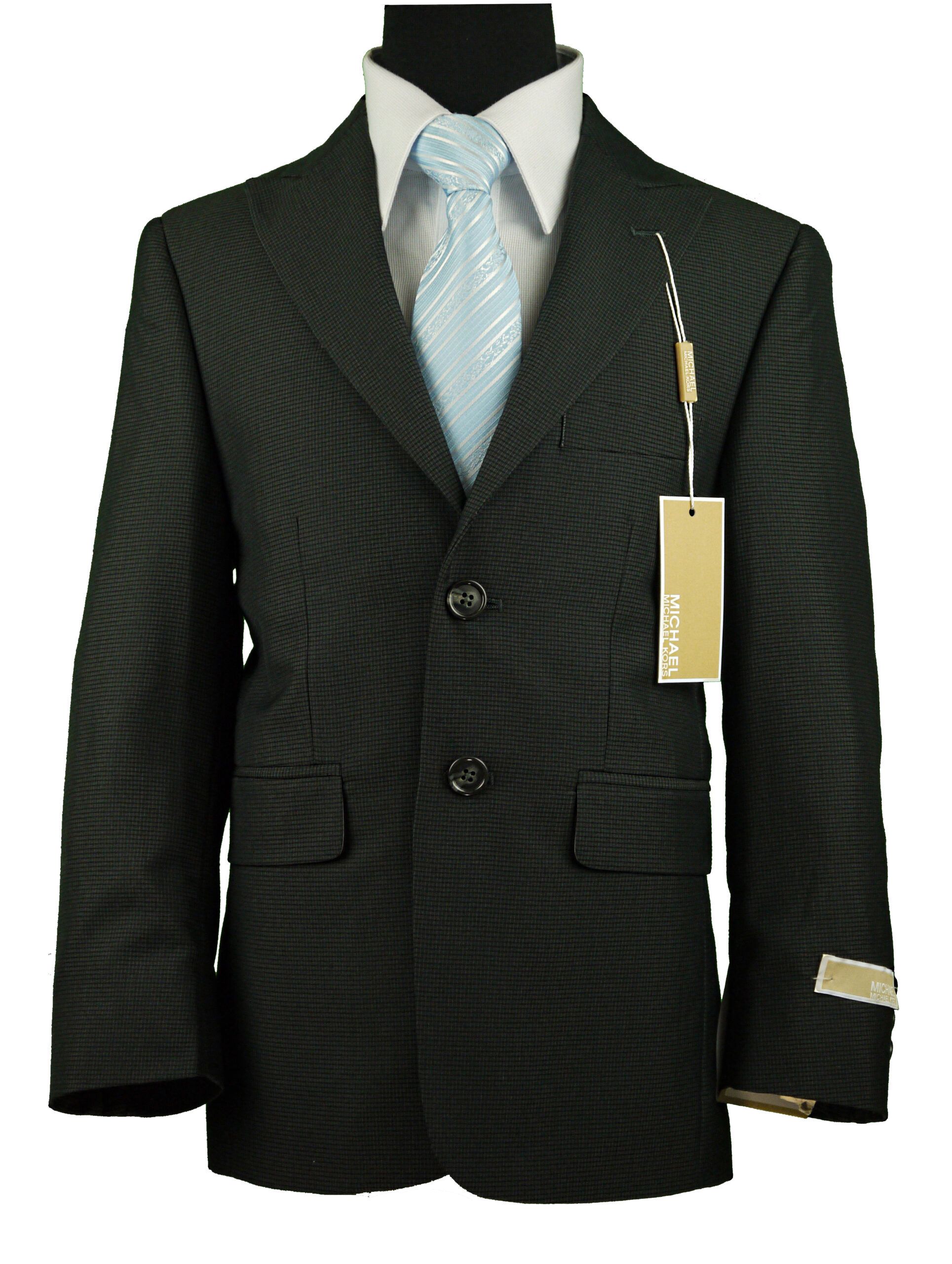 MICHAEL KORS Boys CLassic Fit Dark Grey Check Suit - 2 Button