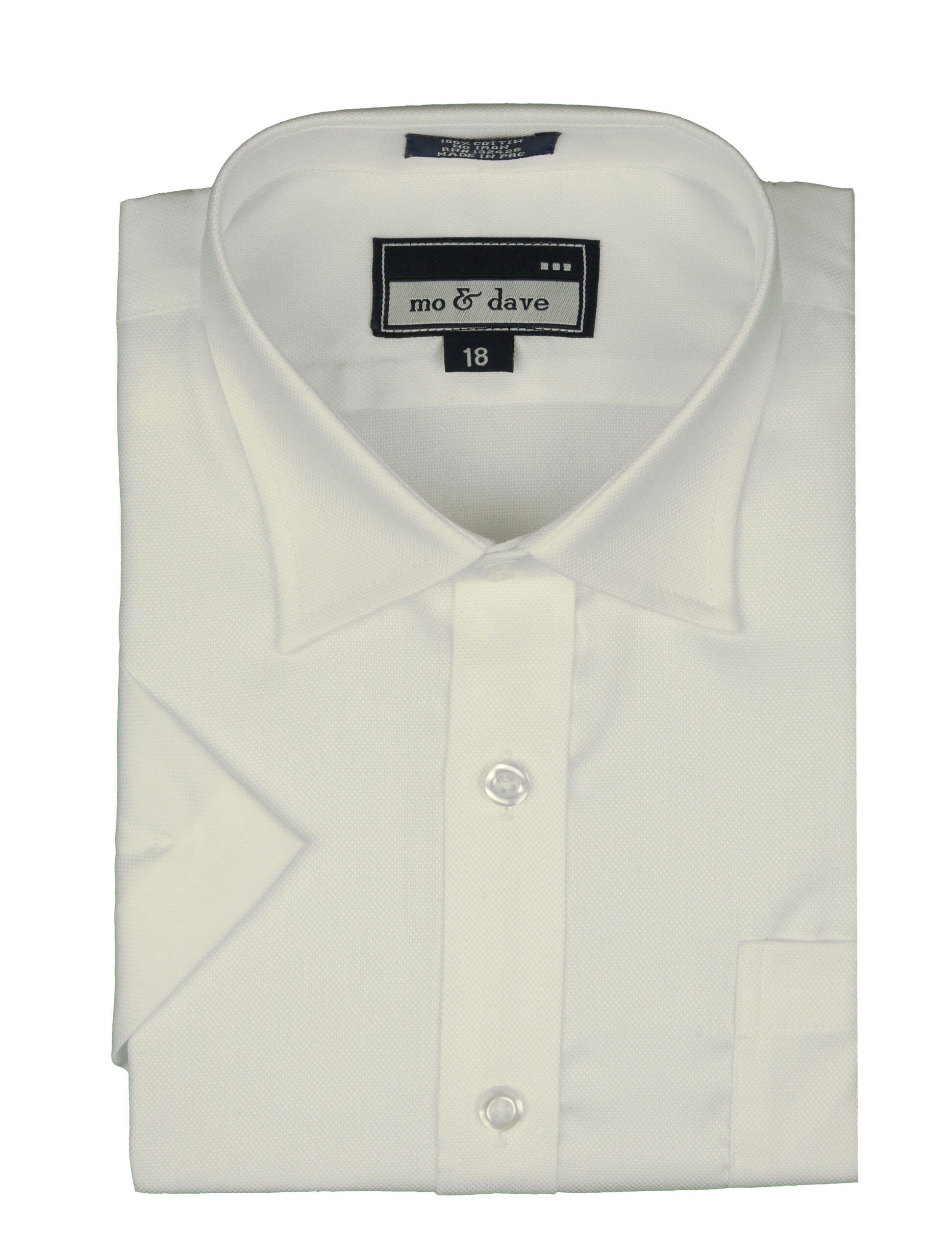 MO & DAVE White Textured 100% Cotton Non Iron Short Sleeve Dress Shirt -  wfshrt-n-i / 14