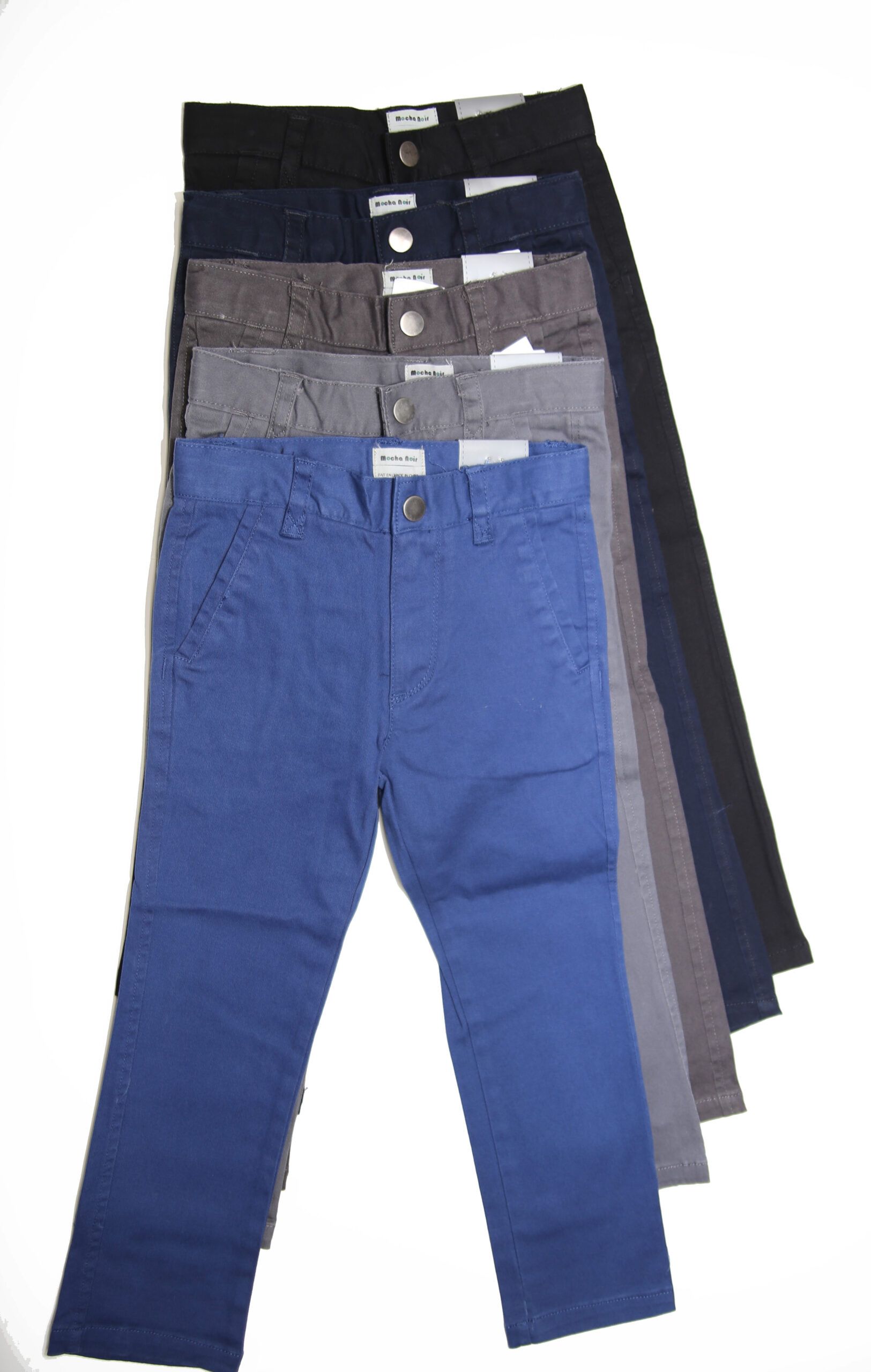 MOCHA NOIR Boys Slim Fit Cotton Blend Stretch Pants