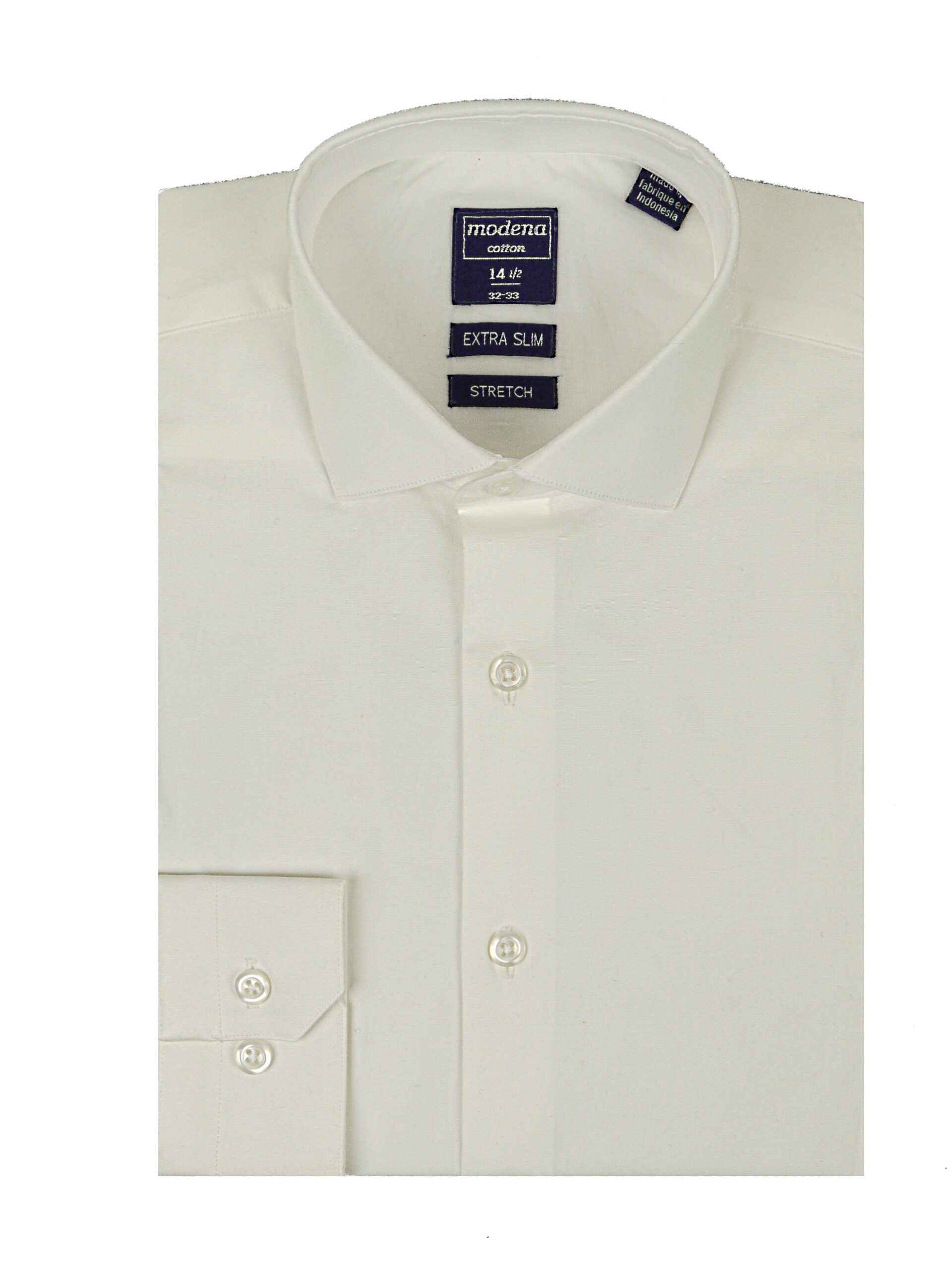 MODENA Mens Slim Fit Long Sleeve Solid White Dress Shirt M700