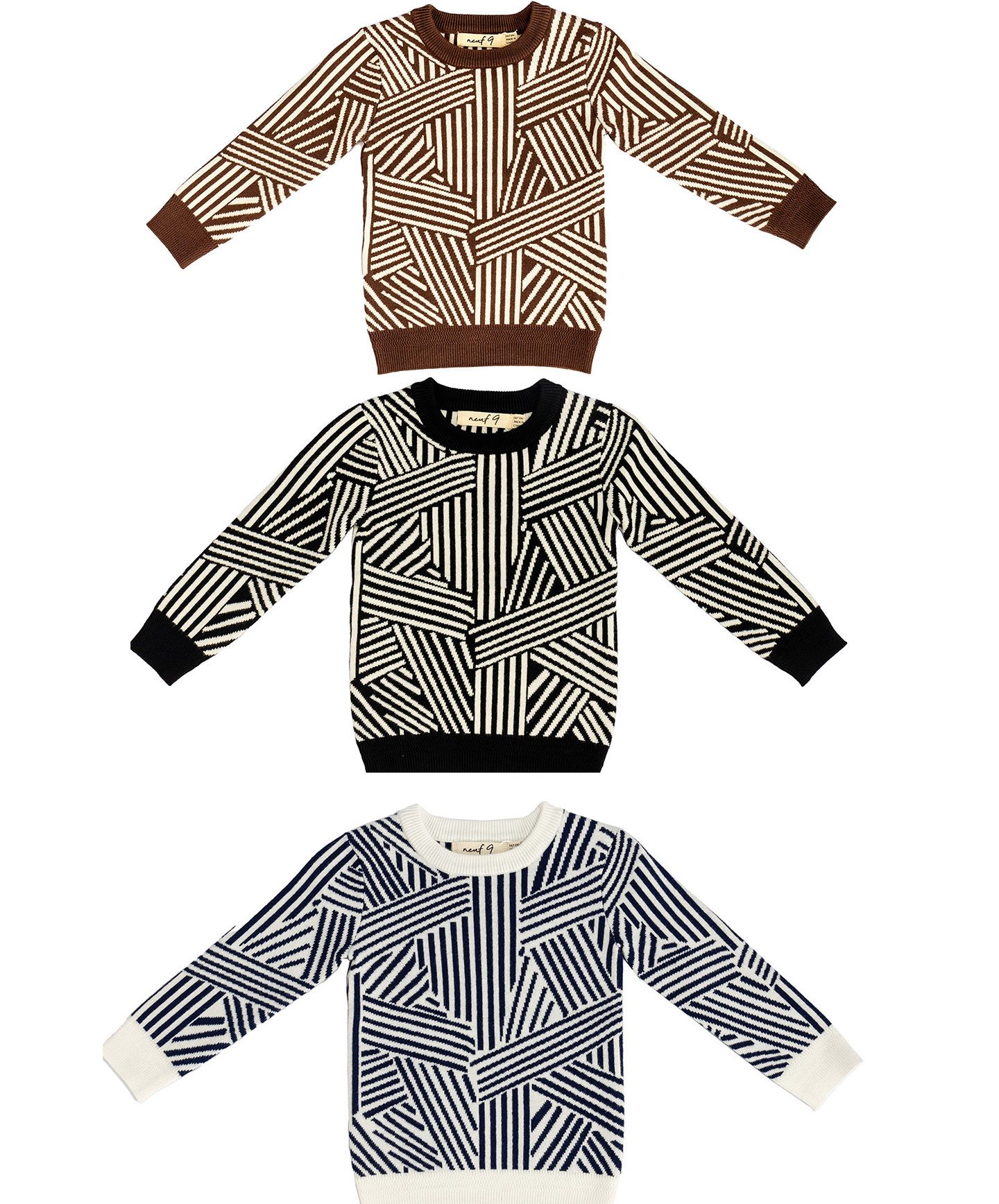 NEUF 9 Boys Microfiber Blend Design Crew Neck Knit Sweater WB1CP4438BS