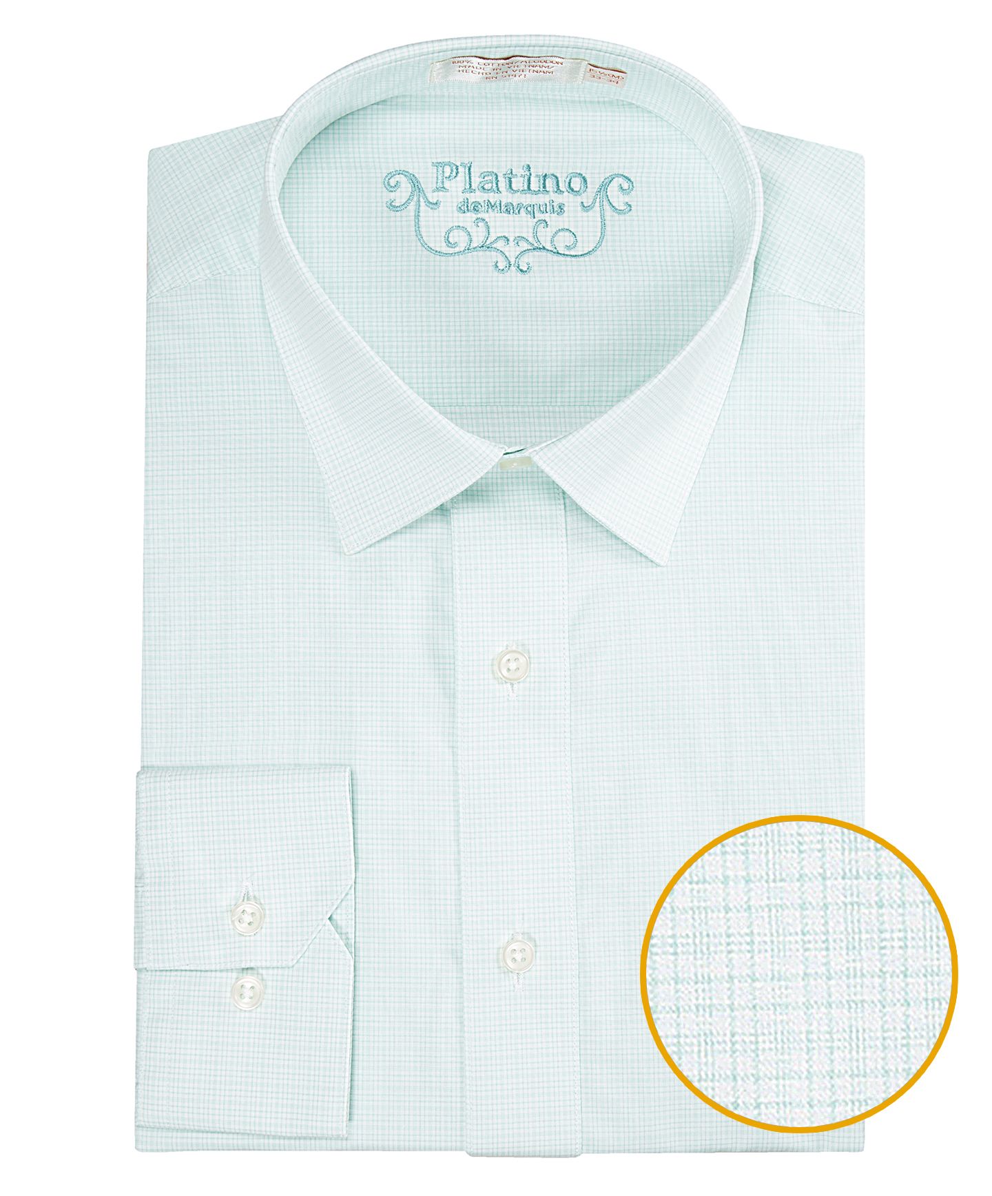 PLATINO Men Modern Fit Long Sleeve 100% Cotton Small Check Shirt - colors