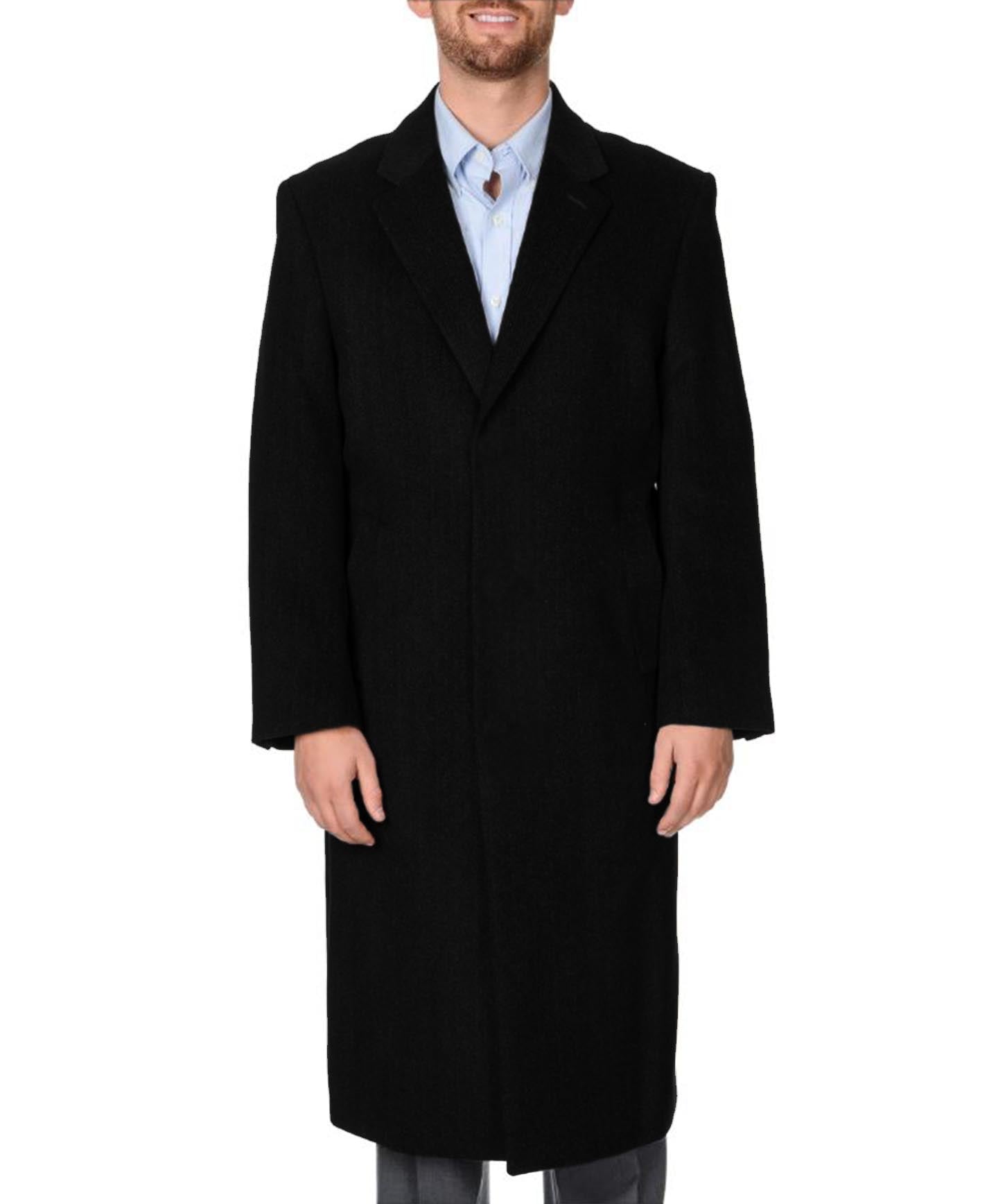 PRONTO MODA Men's 'Ronald' Black Wool / Cashmere Full-length Coat
