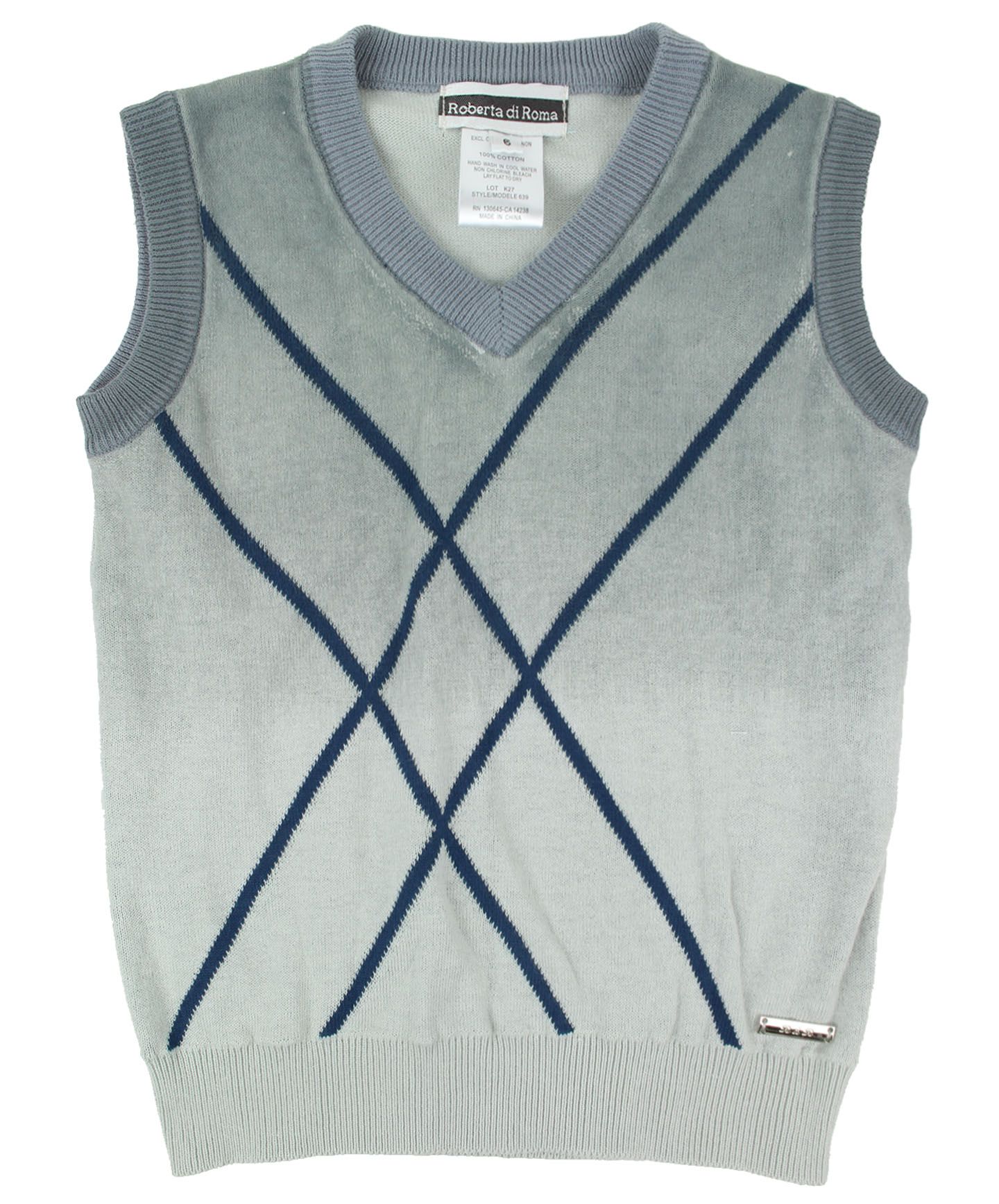 ROBERTA DI ROMA Boys 100% Cotton Gray Knit Vest