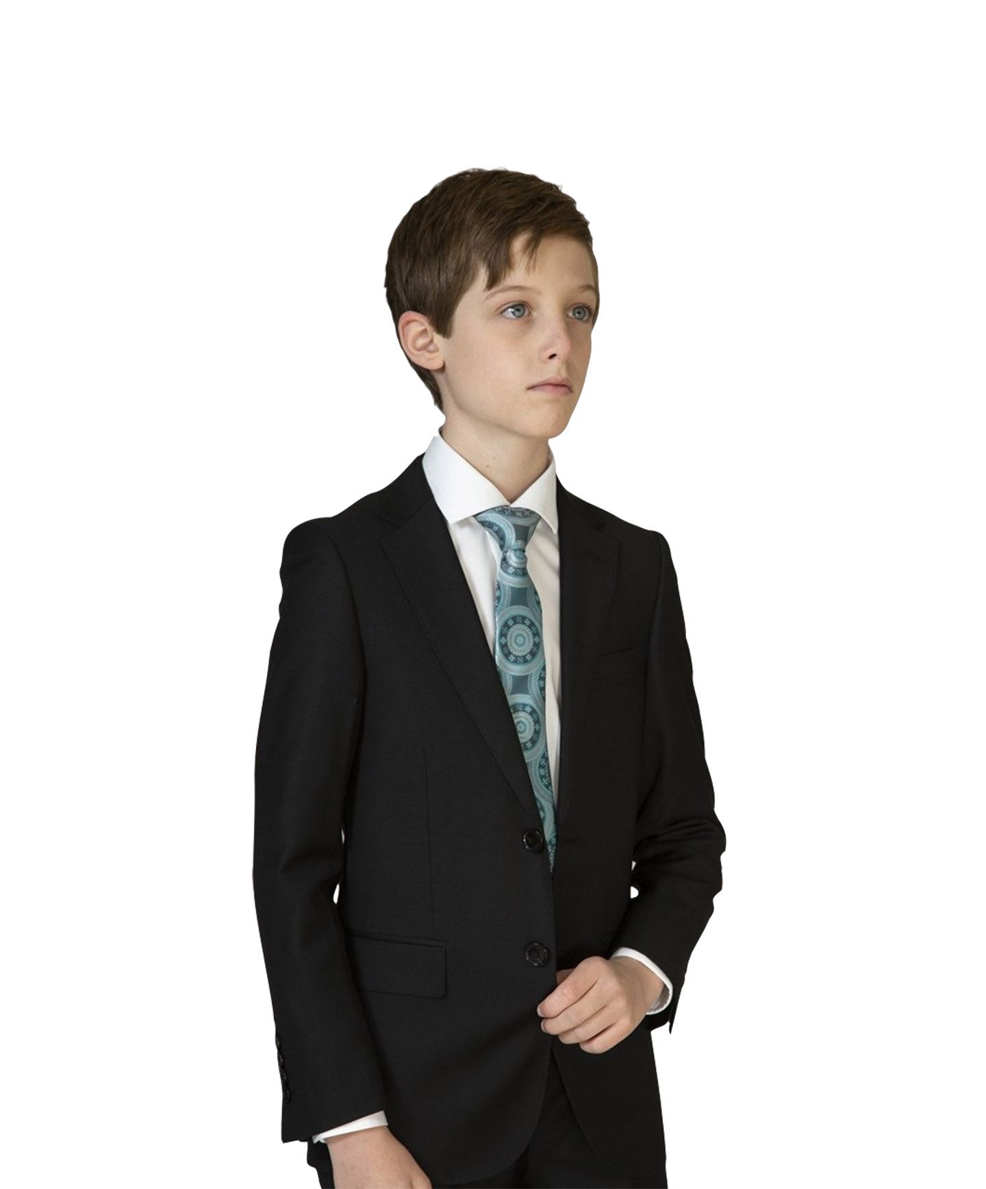 SAPPHIRE A T.O. COLLECTION Boys Classic & Husky Fit 100% Wool Solid Black Blazer