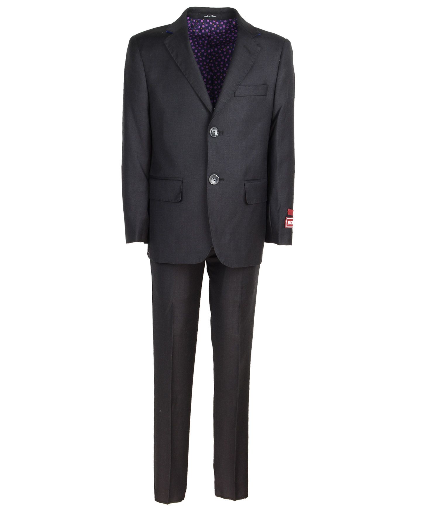SAPPHIRE by T.O. Boys Classic And Husky Fit Wool Solid Charcoal Suit