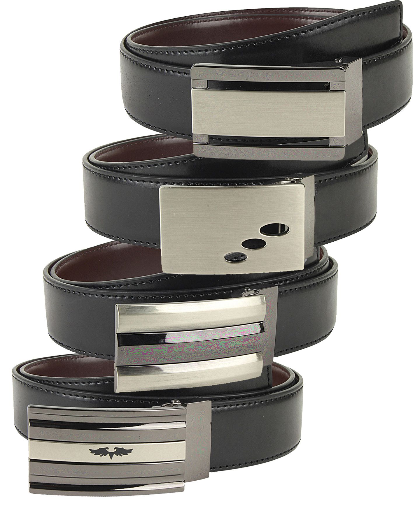 SCZ Men's Reversible Black / Brown Leather Dress Belt - Sizes 32 to 54