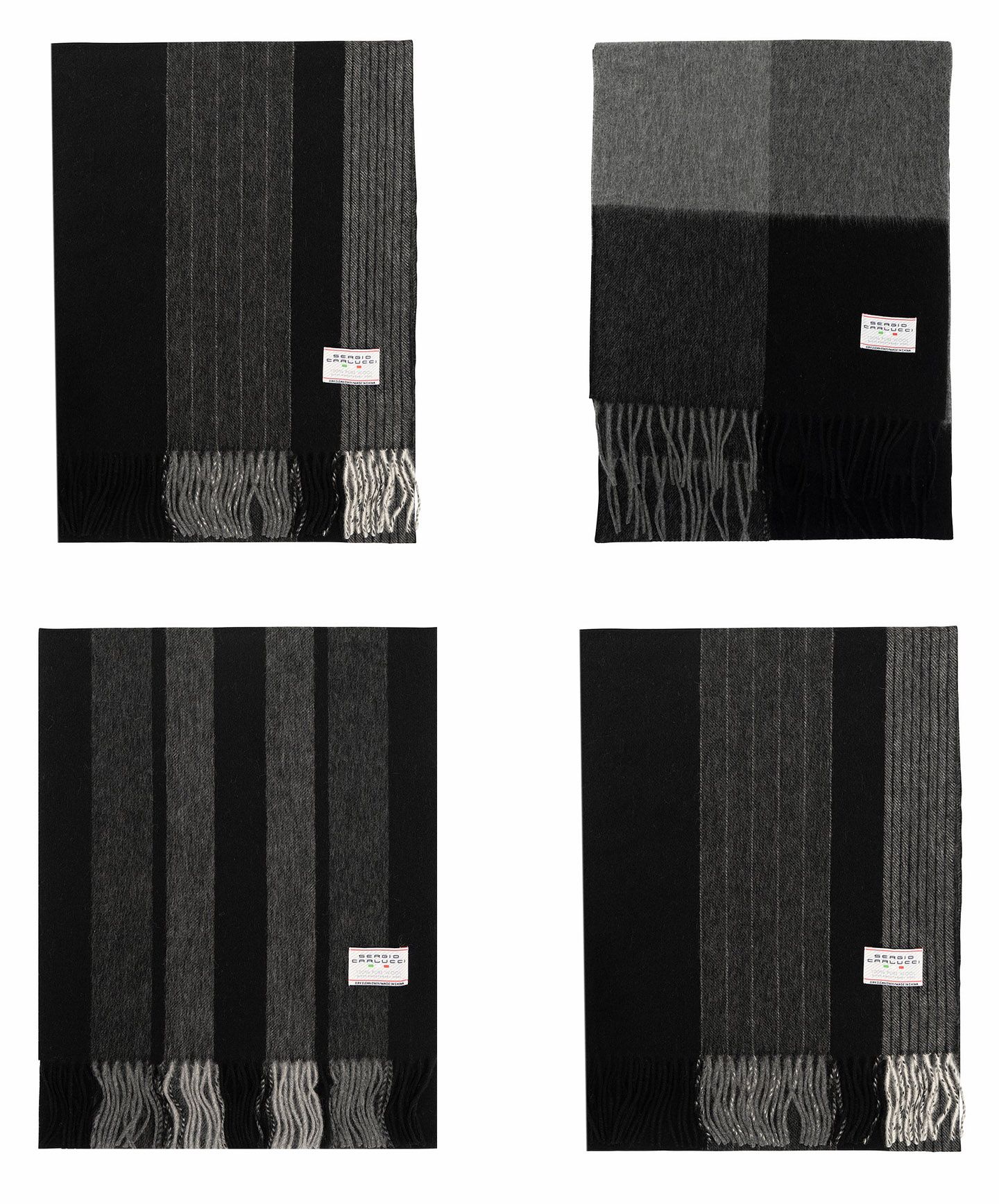 SERGIO CARLUCCI Mens 100% Baby Wool Scarf 15" - 4 Colores