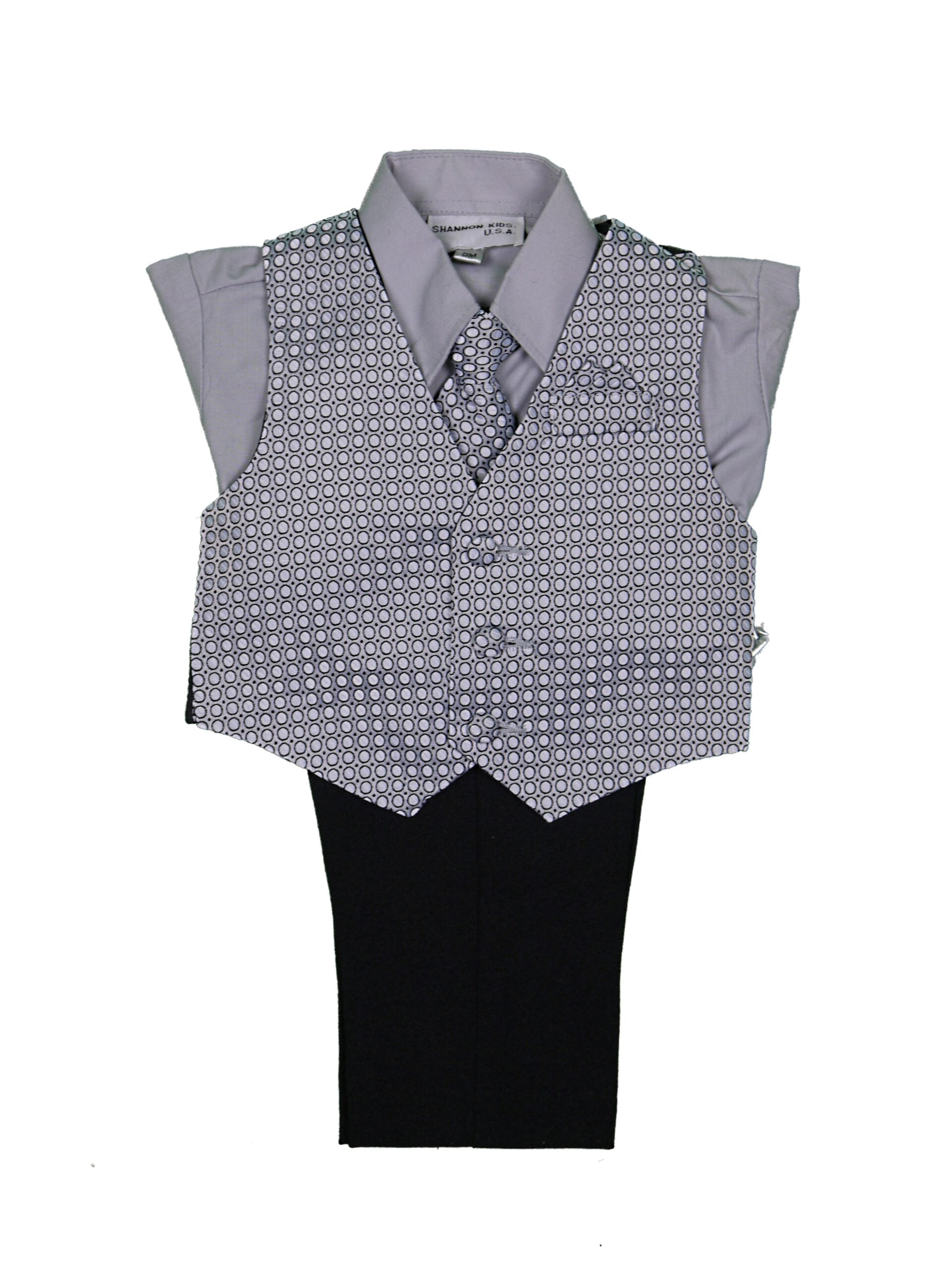 SHANNON KIDS Boys Classic Fit Silver Suit Vest With Pants