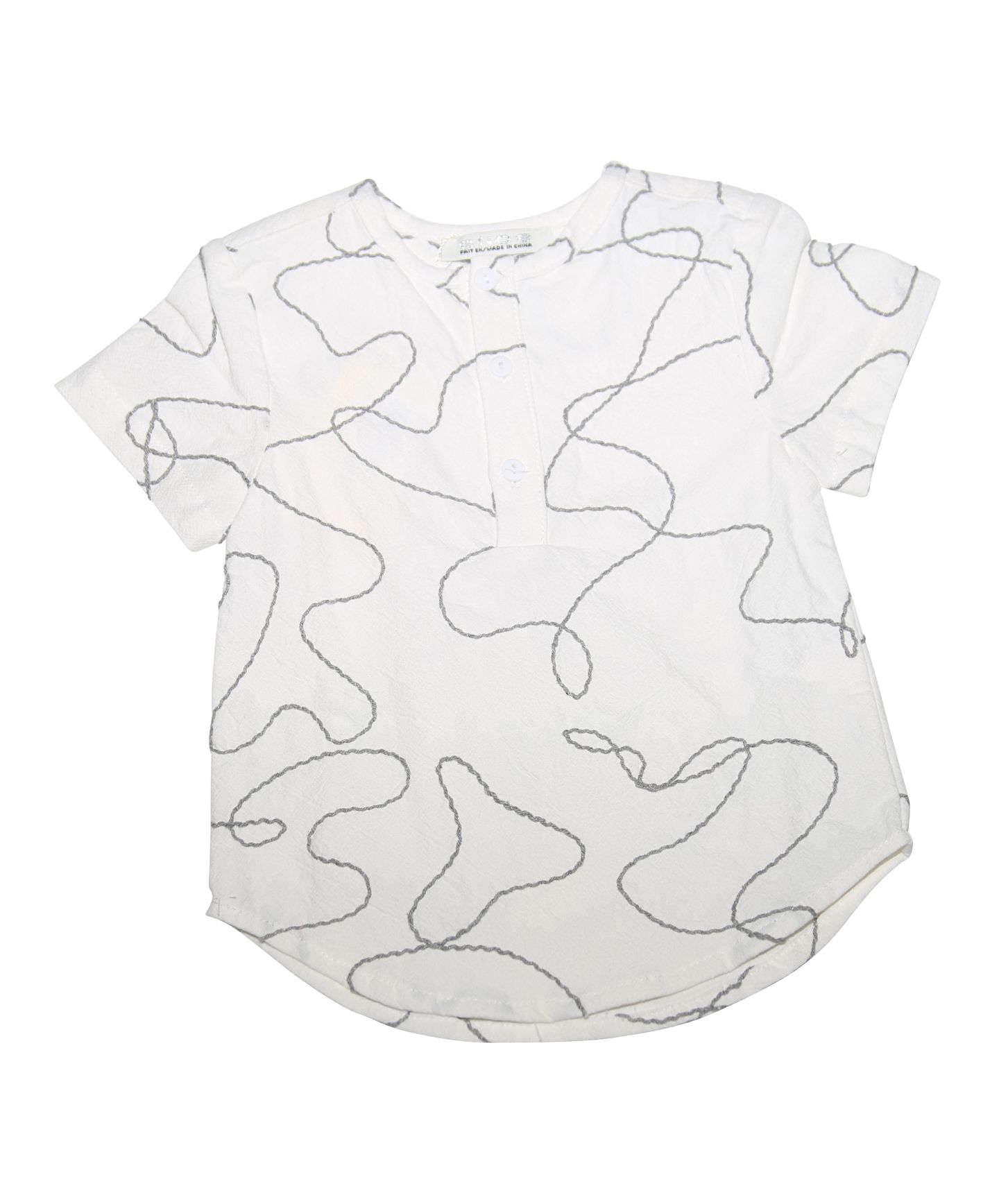 SLICE Boys No Collar Embroidered Short Sleeve 100% Cotton Dress Shirt SB0CY1236S