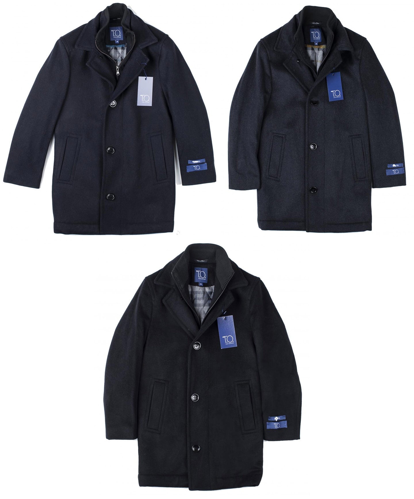 T.O. Boys Husky Fit Button And Zipper Short Wool Blend Coat