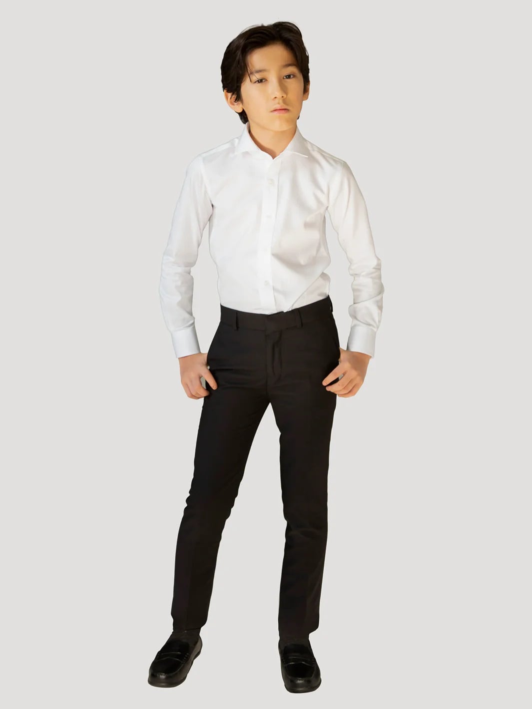 T.O. BOYS SKINNY FIT MICROFIBER BLEND BLACK DESIGN DRESS PANTS