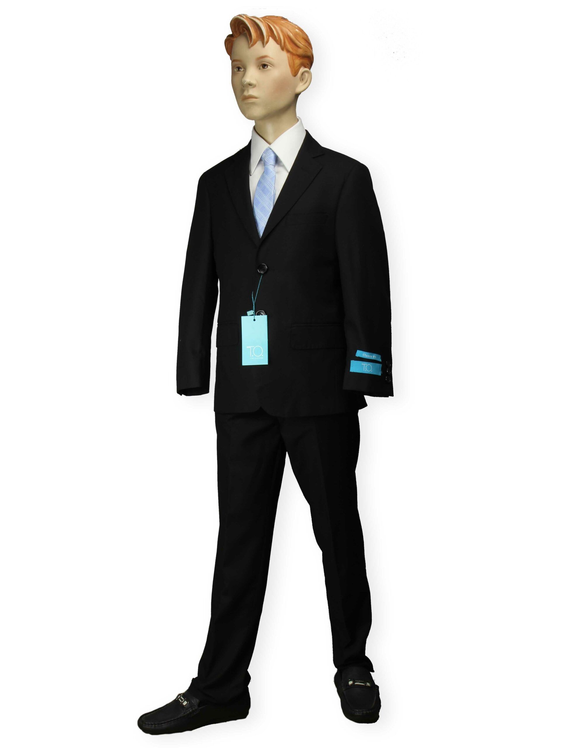 T.O. Boys Solid Black Classic Fit SUIT.