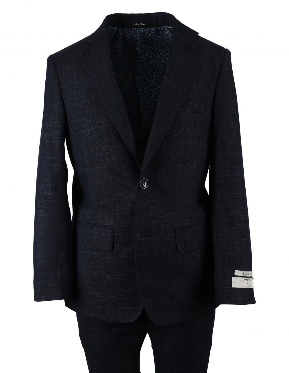 T.O. BOYS VERONA (X HUSKY) FIT MICROFIBER BLEND NAVY DESIGN SUIT