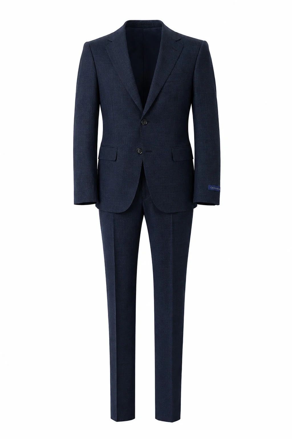 T.O. CENTRION MENS CLASSIC FIT WOOL FASHION SUIT - DEEP NAVY MICRO HERRINGBONE