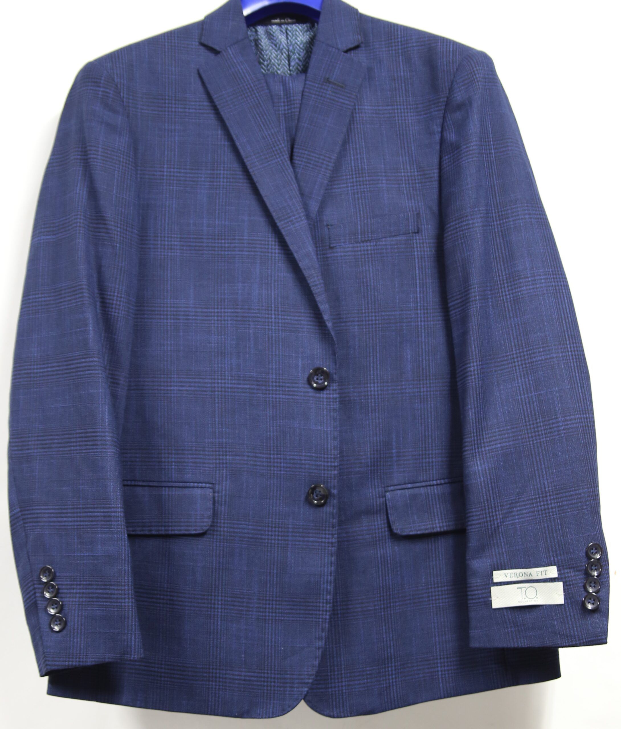 T.O. COLLECTION BOYS CLASSIC FIT MICROFIBER BLEND NAVY DESIGN SUIT