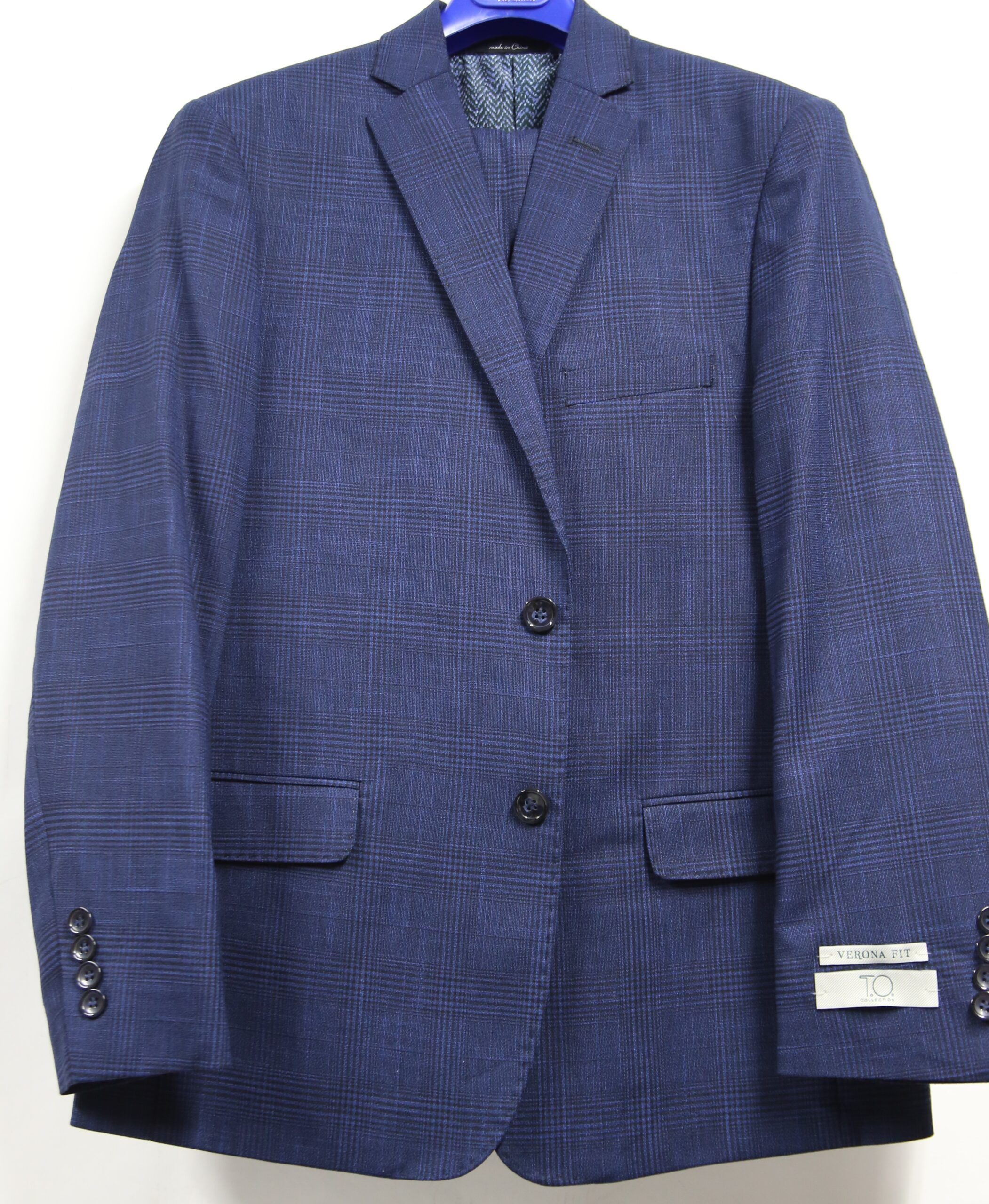 T.O. COLLECTION BOYS CLASSIC FIT MICROFIBER BLEND NAVY DESIGN SUIT