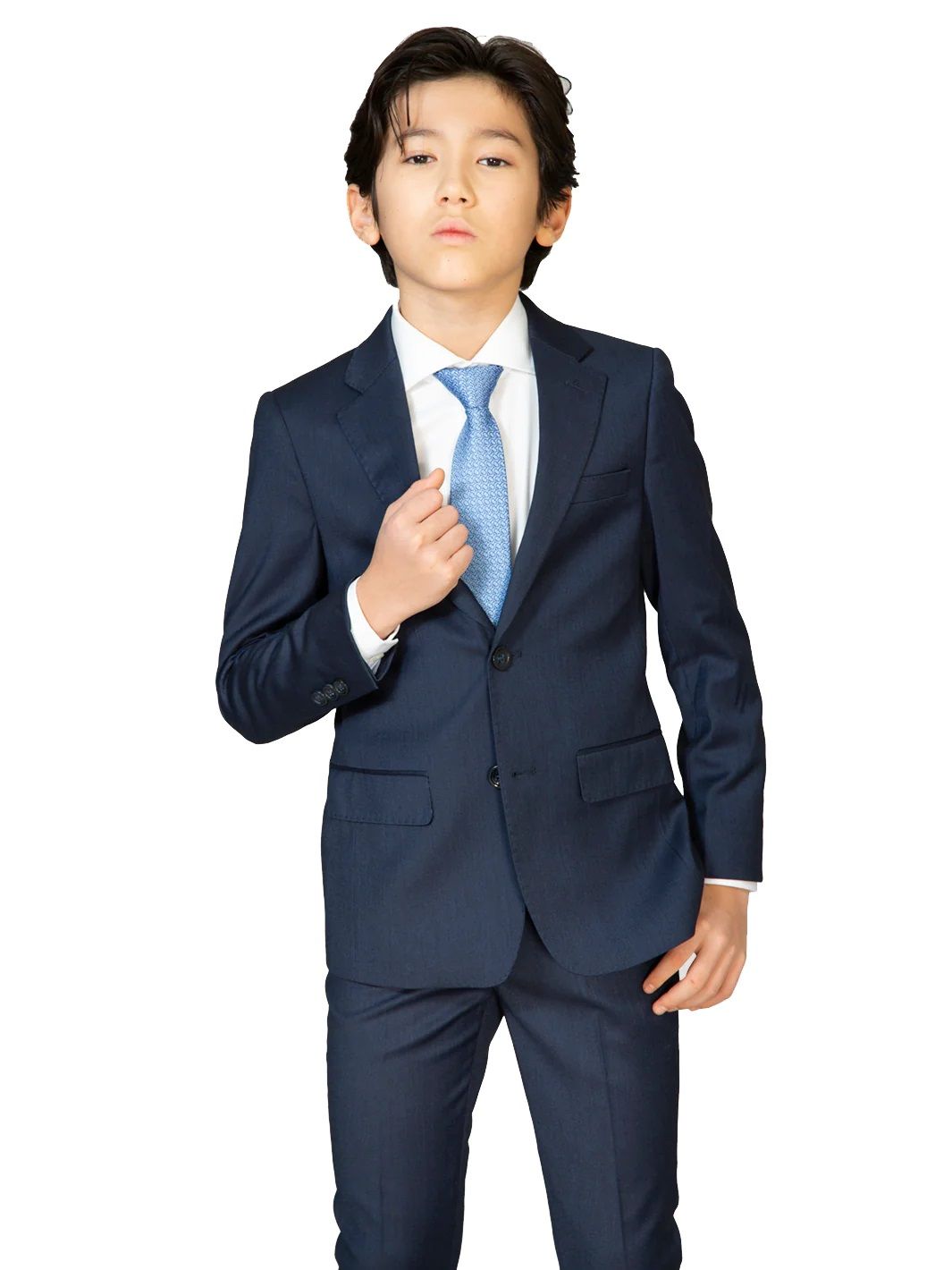 T.O. COLLECTION BOYS HUSKY FIT BIRDS EYE NAVY SUIT - 1433-23 - Image 2