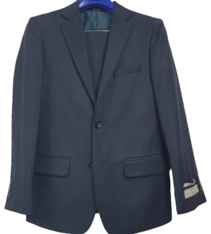 T.O. COLLECTION BOYS HUSKY FIT MICROFIBER BLEND NAVY DESIGN SUIT - T3B0335H