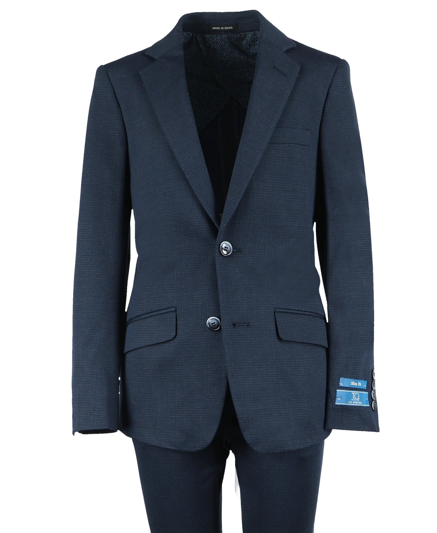 T.O. COLLECTION BOYS KNIT SLIM FIT MICROFIBER BLEND DESIGN STRETCH SUIT