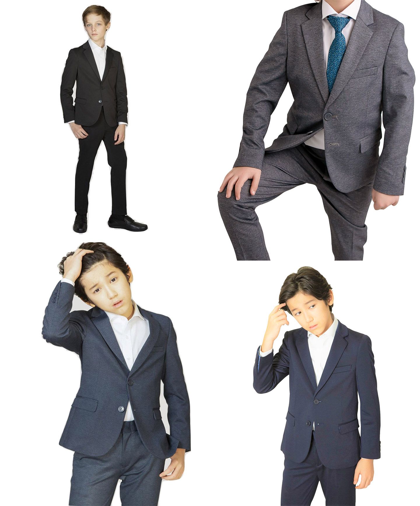 T.O. COLLECTION BOYS SLIM FIT MICROFIBER BLEND STRETCH SUIT