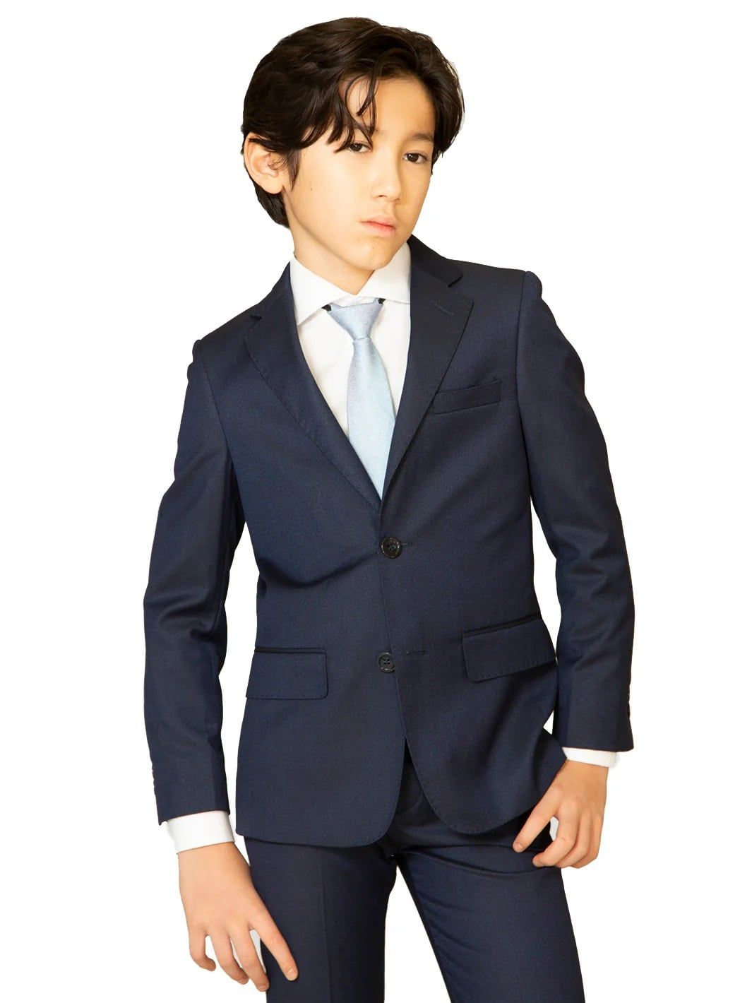 T.O. COLLECTION BOYS SLIM FIT MICROFIBER BLEND NAVY DESIGN SUIT - Image 2