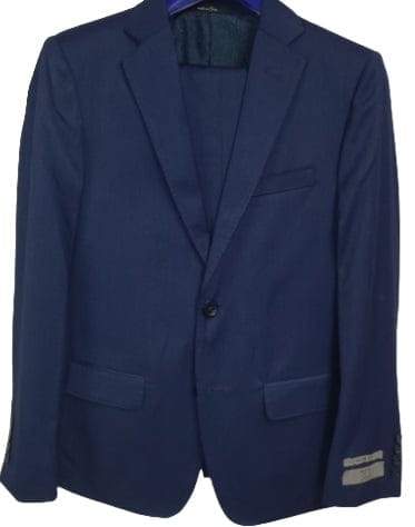 T.O. COLLECTION BOYS SLIM FIT MICROFIBER BLEND NAVY DESIGN SUIT