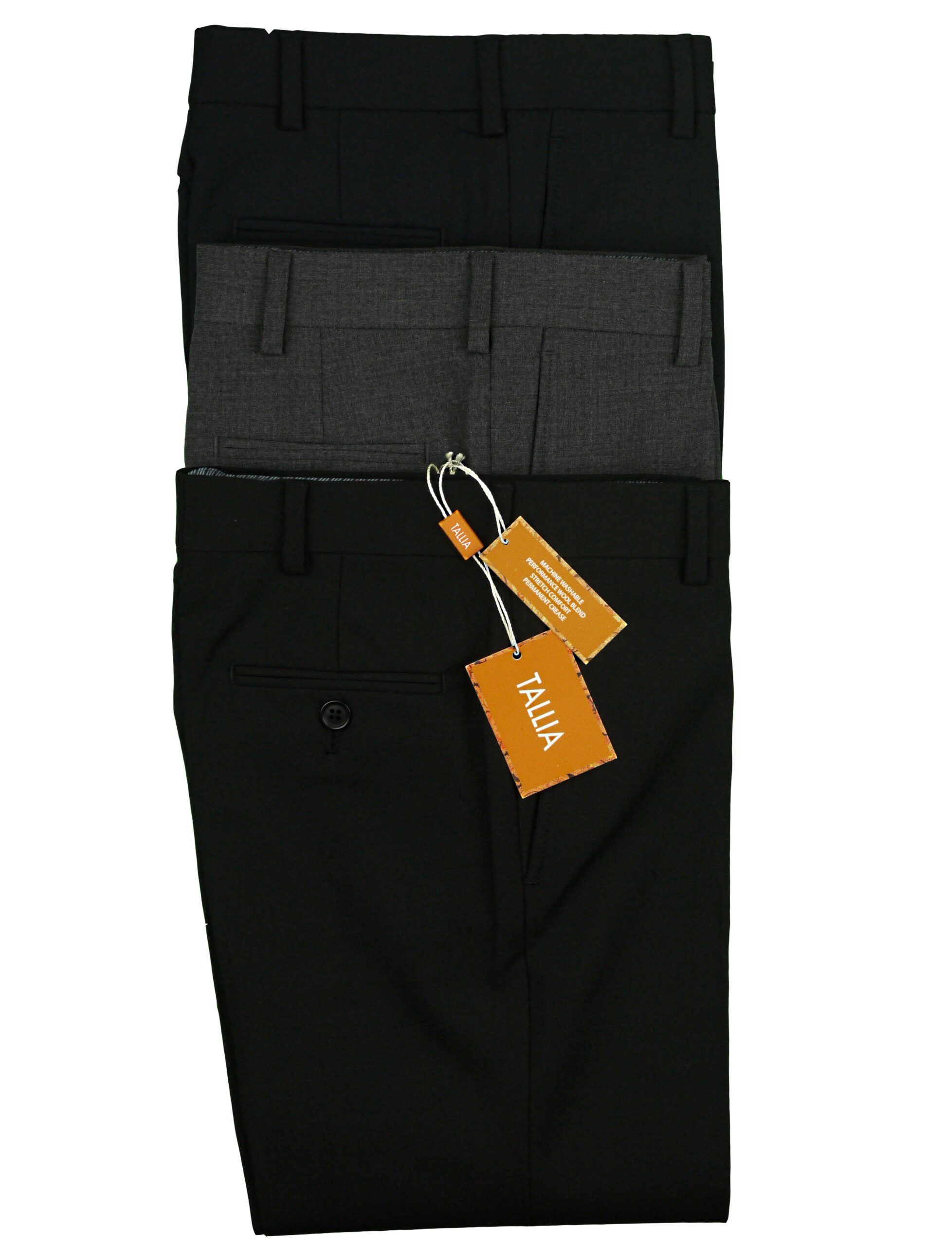 TALLIA Boys Classic And Husky Fit Flat Front Wool Dress Pants - 3 Collors