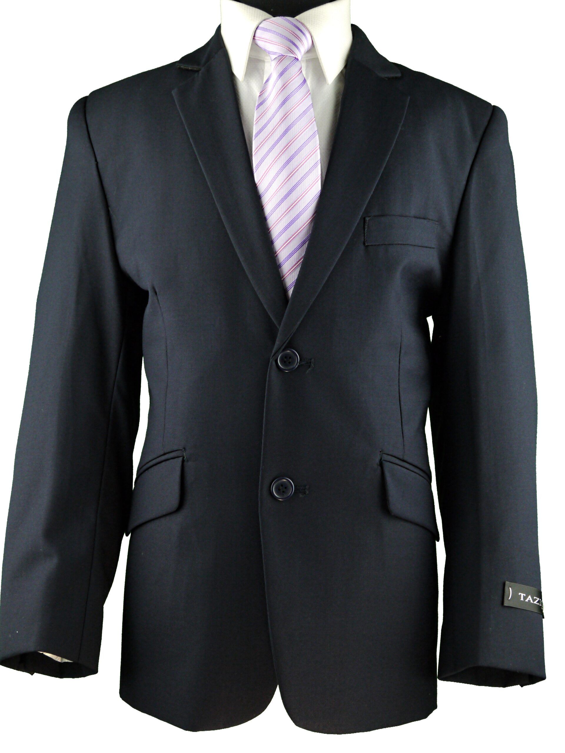 TAZIO Boys Classic Fit Dark Navy Suit - 3 Piece - Pants With Expandable Waist