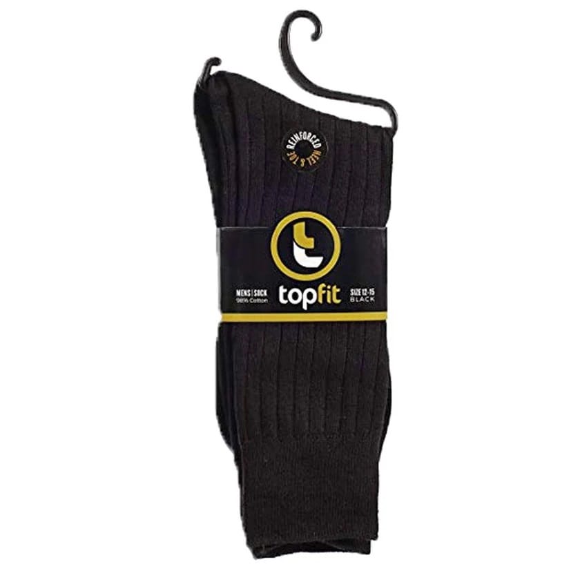 TOP FIT MENS 98% COTTON RIBBED SOCKS