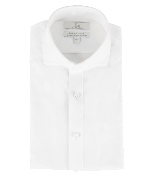 TO MENS STRETCH SLIM FIT LONG SLEEVE SOLID WHITE COTTON BLEND DRESS SHIRT - Boytique % TO MENS STRETCH SLIM FIT LONG SLEEVE SOLID WHITE COTTON BLEND DRESS SHIRT - Boytique %