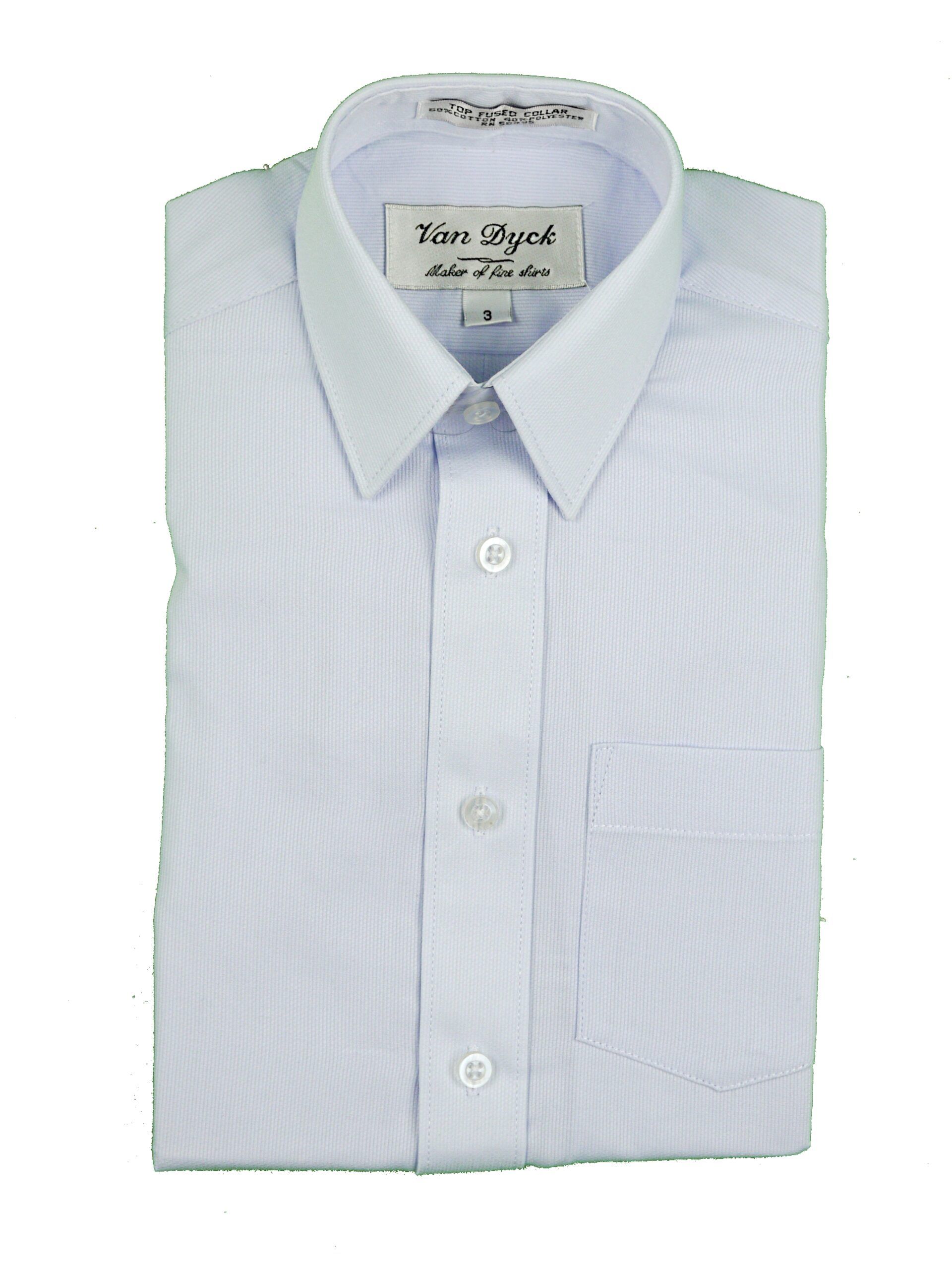 VAN DYCK Boys Classic Fit Long Sleeve Solid Light Blue Dress Shirt