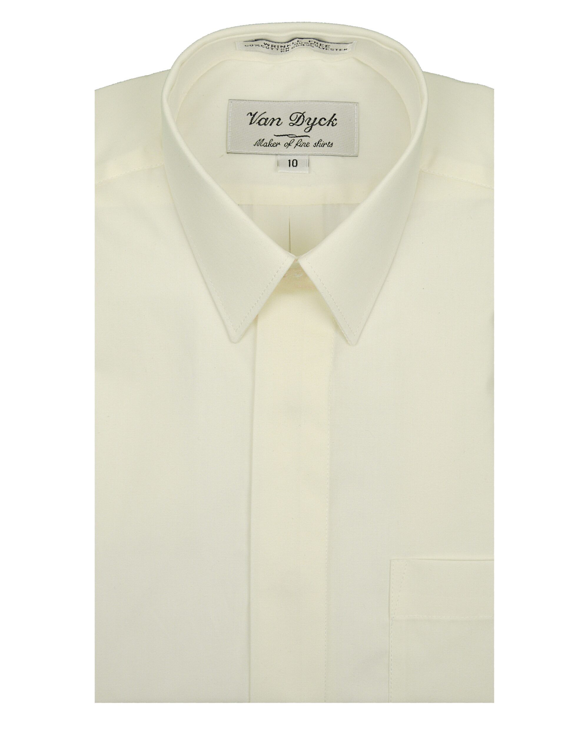 VAN DYCK Boys Cream Cotton Blend Long Sleeve Dress Shirt