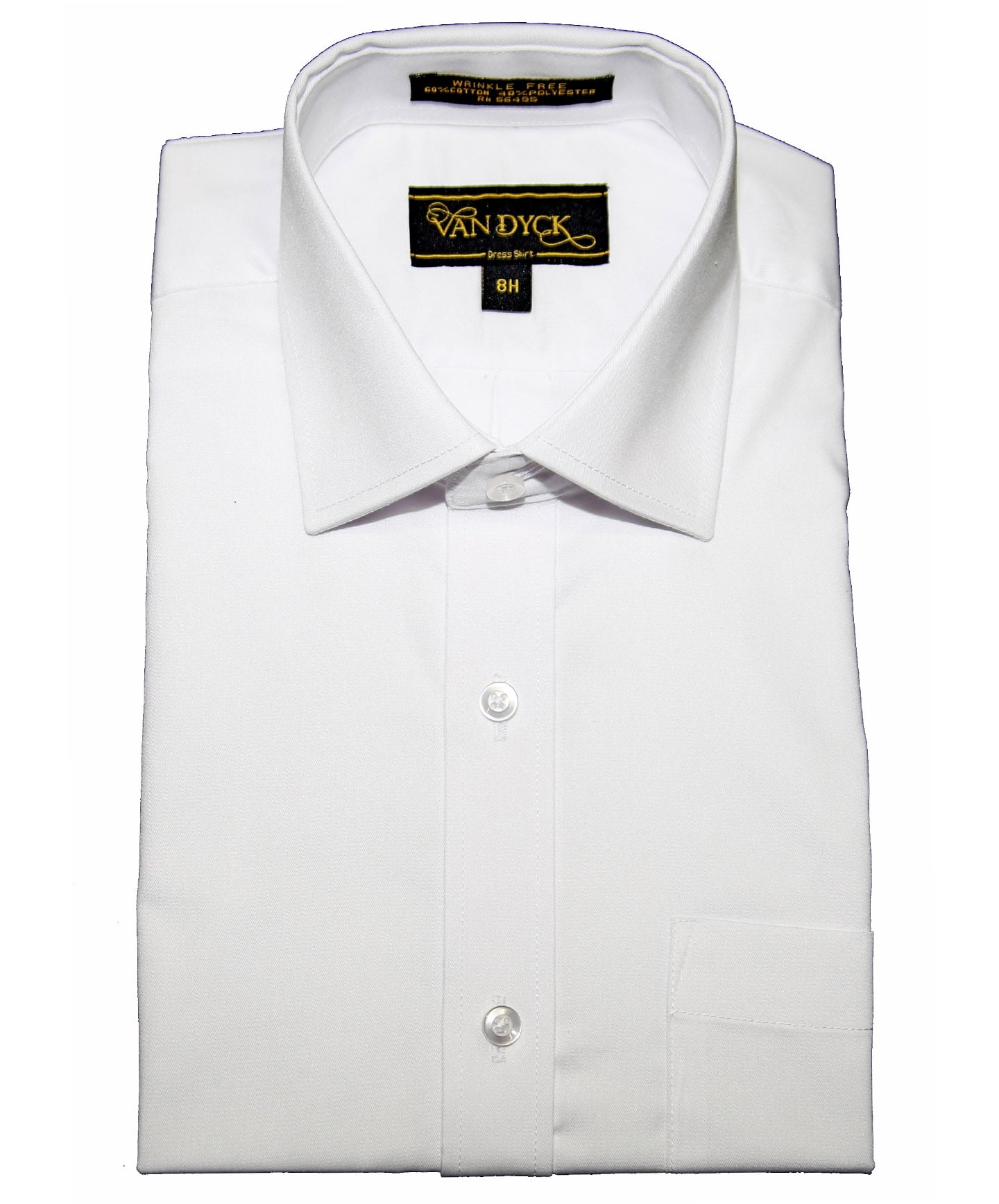 VAN DYCK Boys Husky Fit Long Sleeve Solid Twill Cotton Blend Dress Shirt- VDT-04