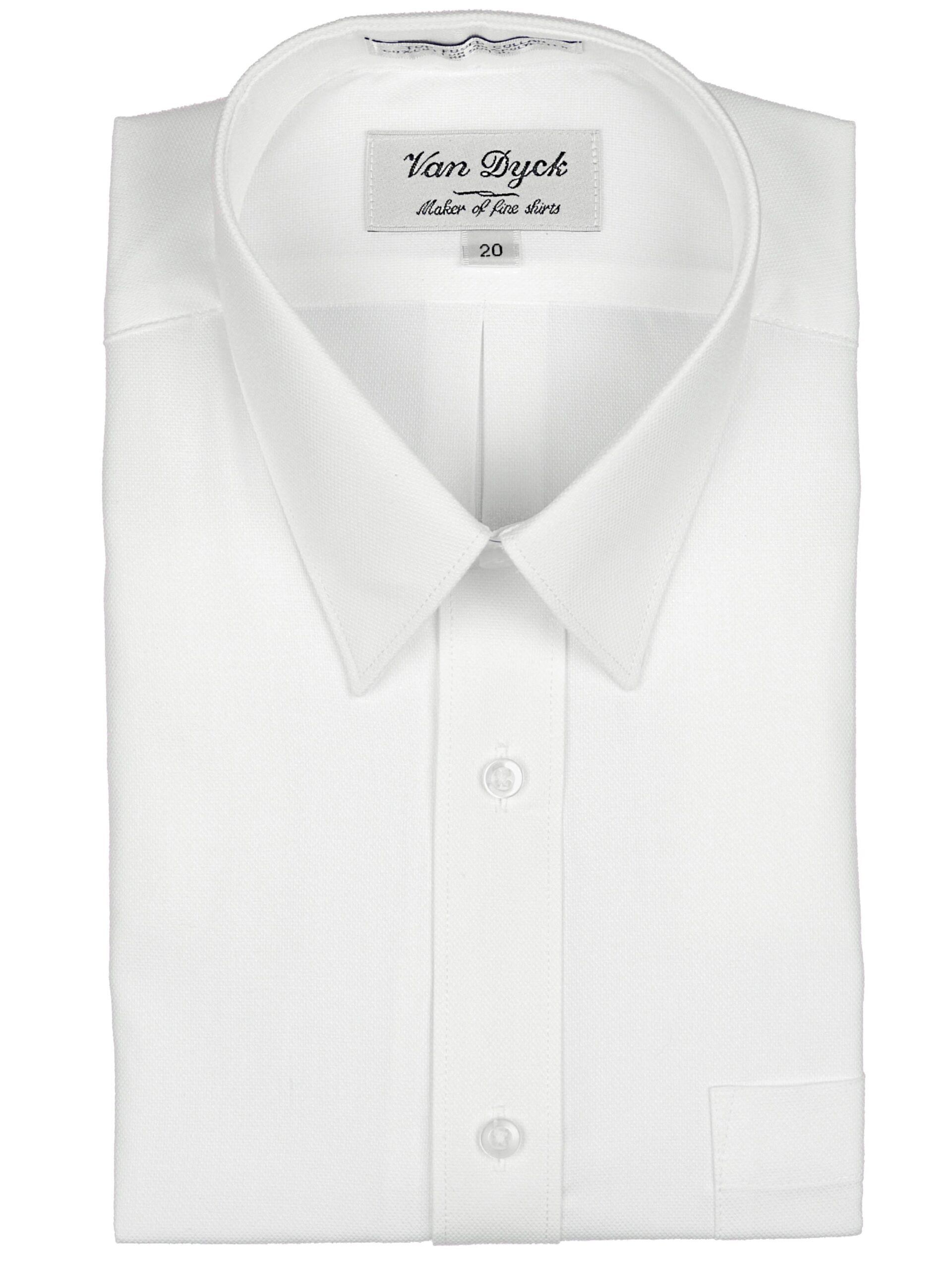 VAN DYCK Boys White Textured Cotton Blend Long Sleeve Dress Shirt