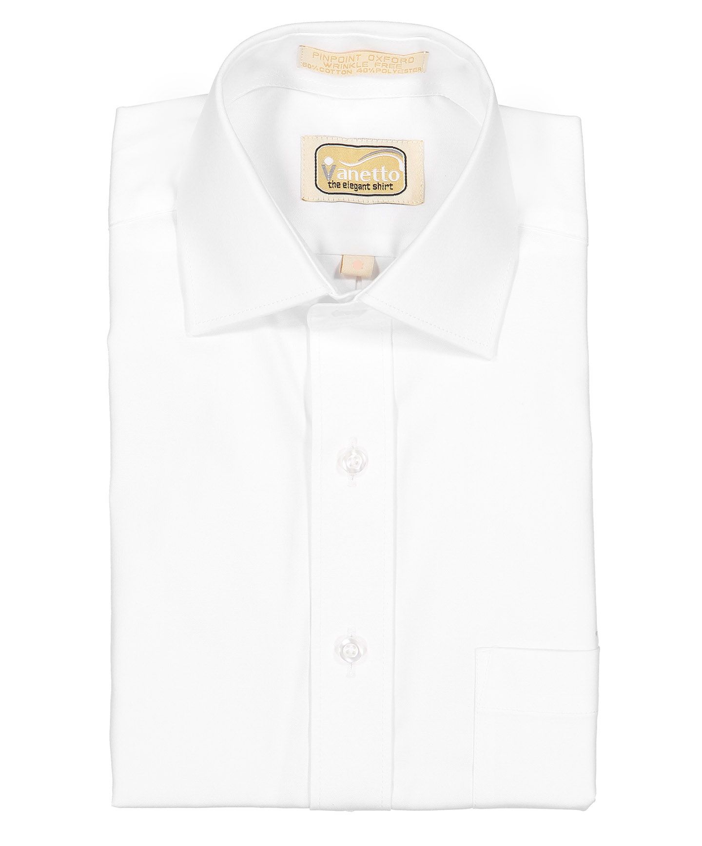 VANETTO Mens Classic Fit Short Sleeve Wrinkle Free Solid White Dress Shirt