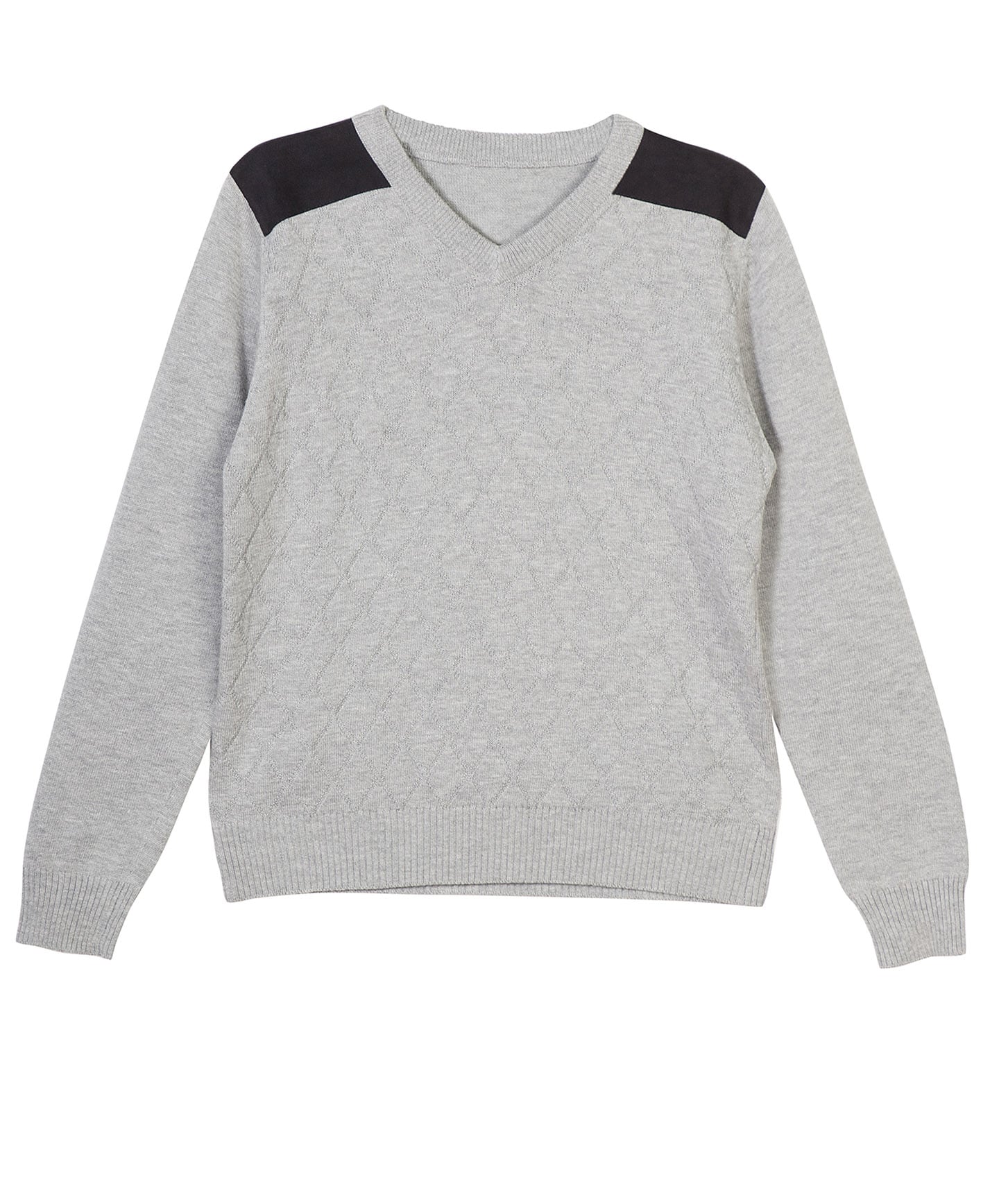 VIERO RICHI Boys 100% Cotton Black With Grey V-Neck Knit Sweater 2410
