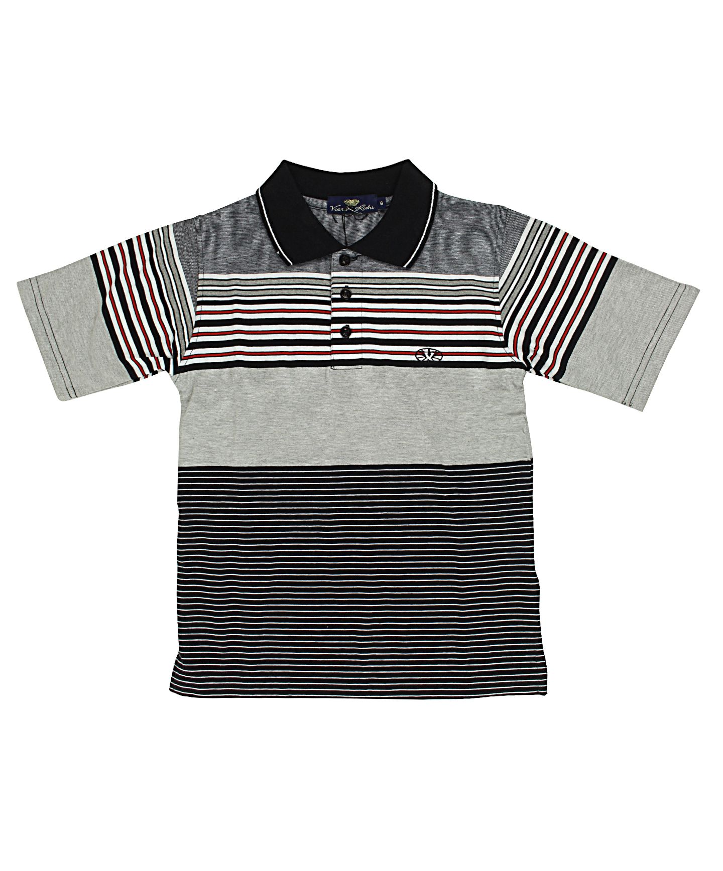VIERO RICHI Boys Cotton Design Short Sleeve  Gray Polo-Shirts