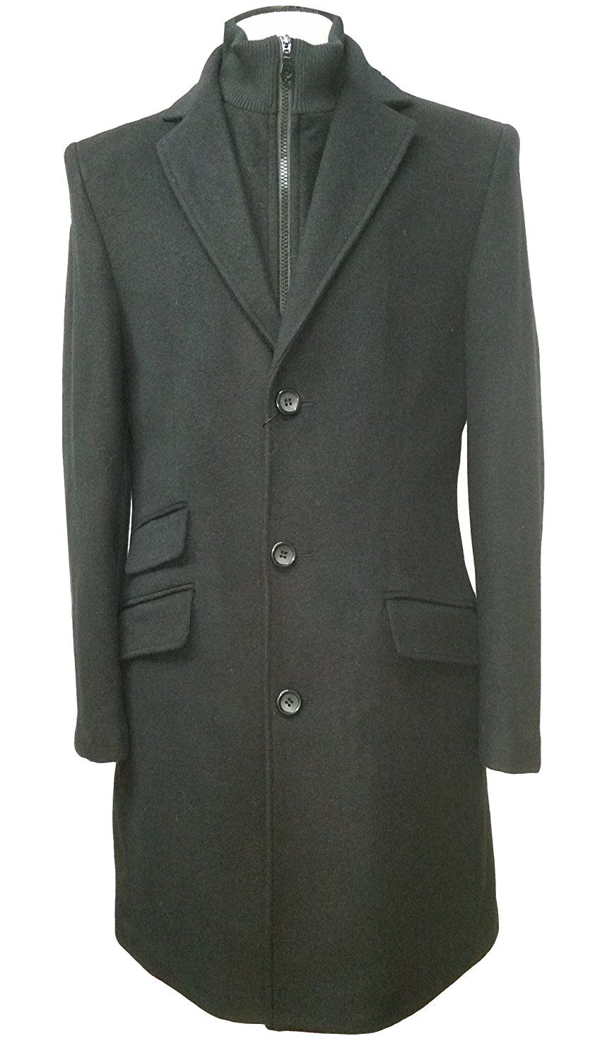 VIERO RICHI Men Slim Fit 3/4 Length Wool Coat