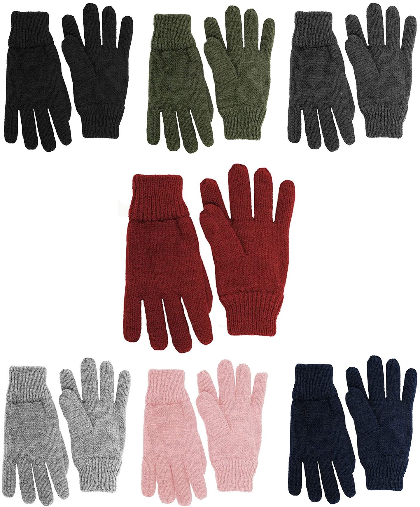 ZEHU Boys And Girls Knitted Fleece Lined Winter Gloves Assorted Colors- 5650