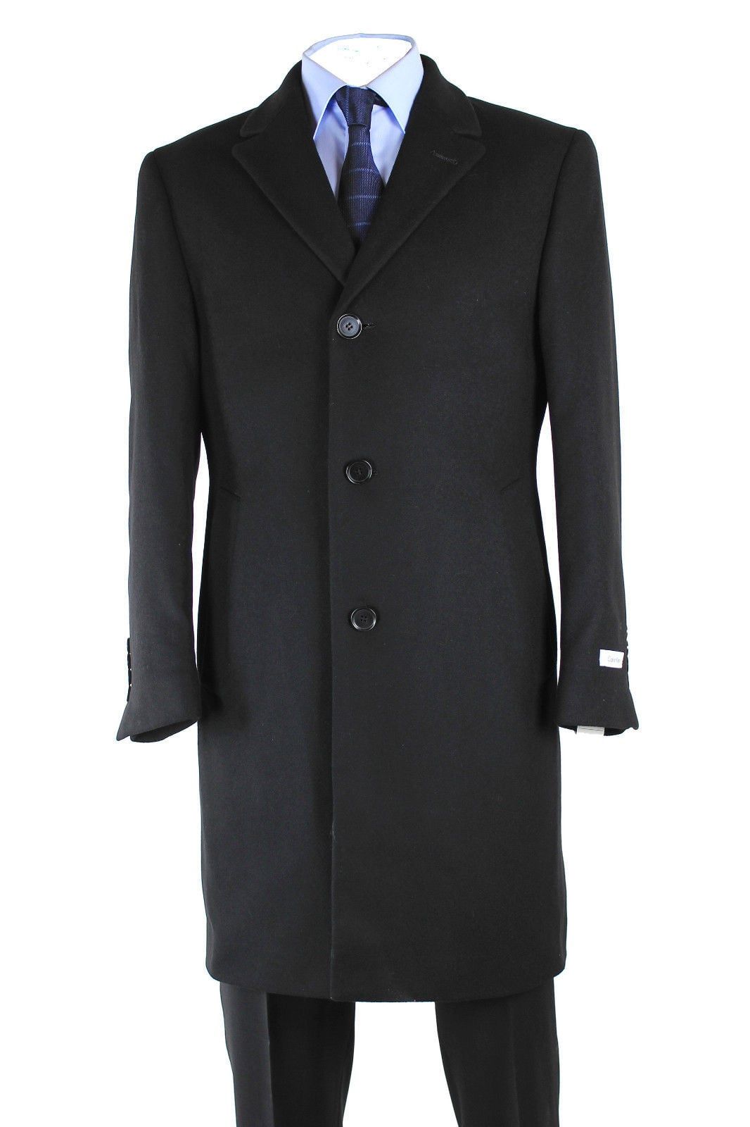 CALVIN KLEIN Mens Plaza Black Wool Overcoat Boytique