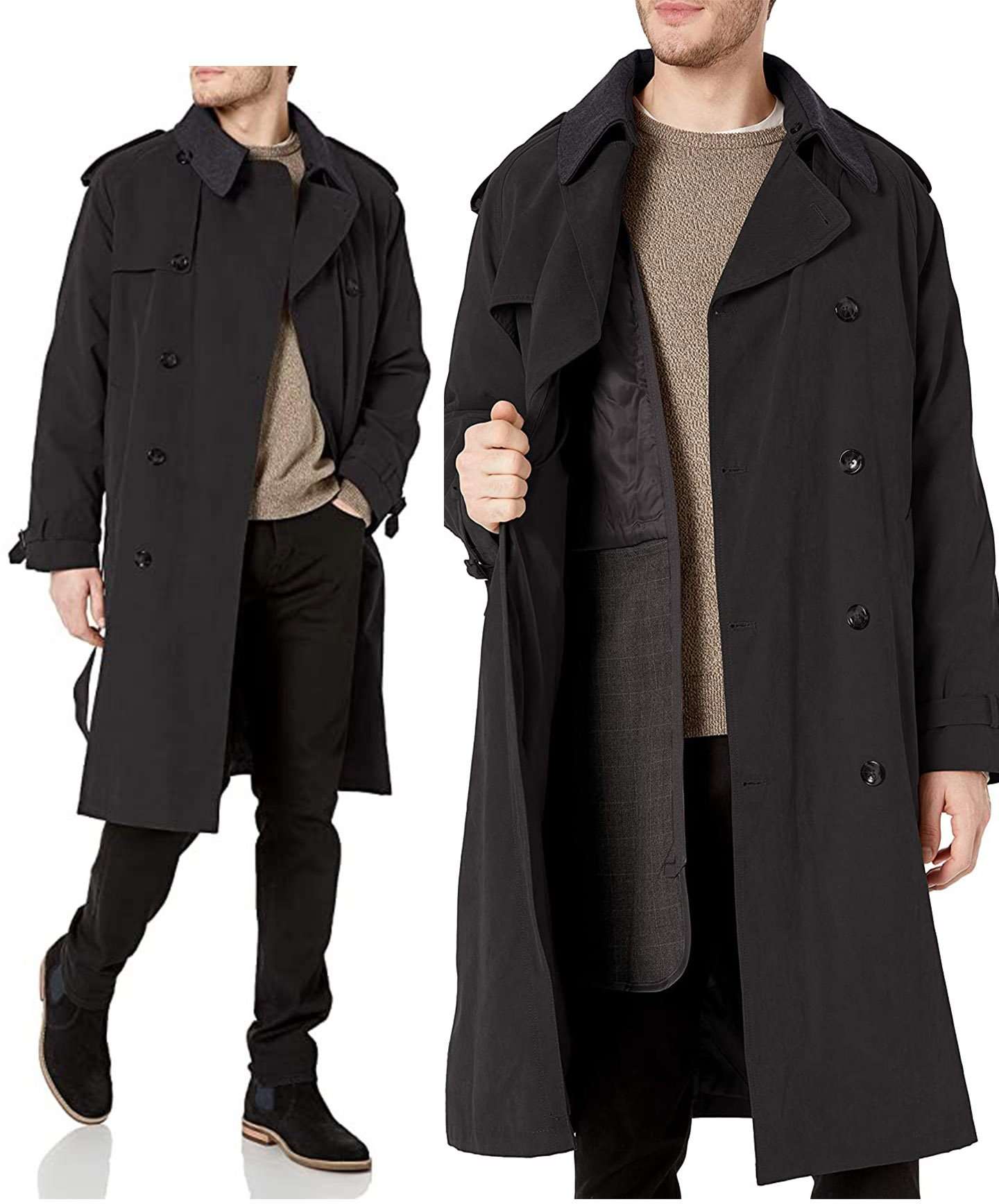 London fog trench coat mens double breasted clearance