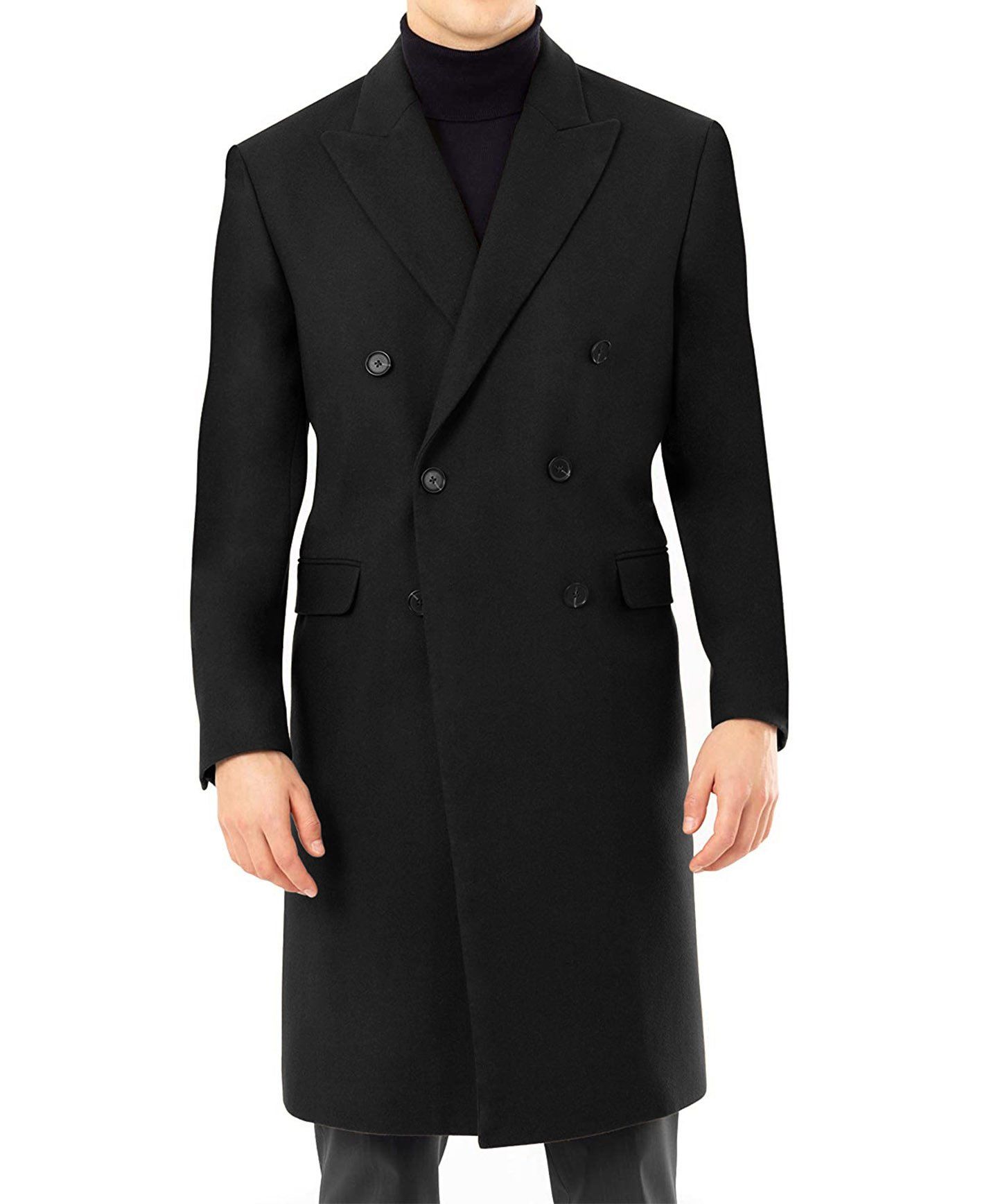 ADAM BAKER Mens Double Breasted Full Length Wool & Cashmere ADAM BAKER Mens Double Breasted Full Length Wool & Cashmere
