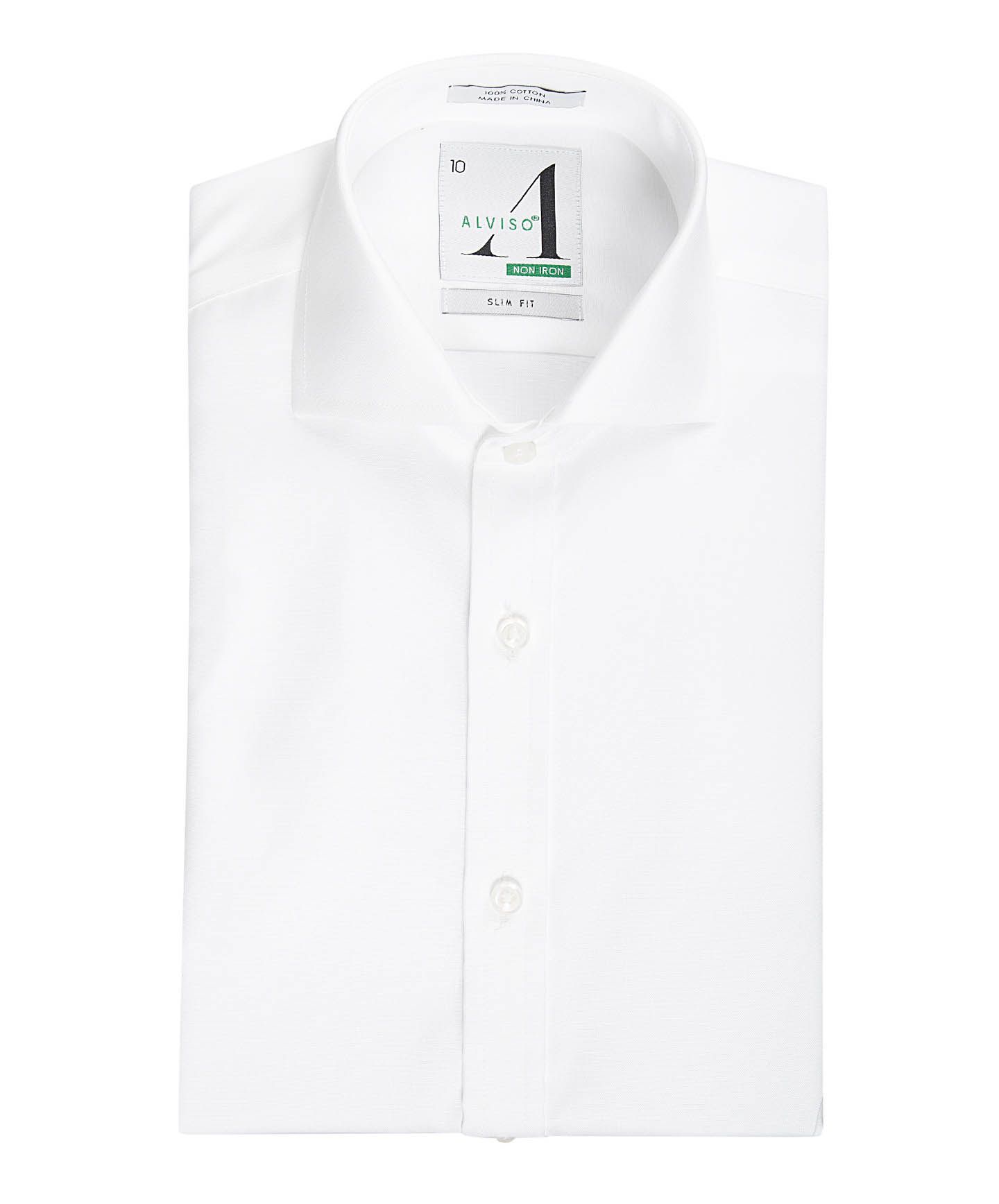 ALVISO Boys Long Sleeve Solid White SLIM FIT 100 Cotton Non Iron Dress Shirt Boytique