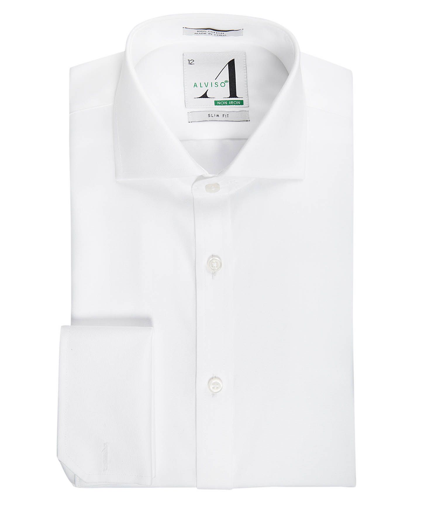 ALVISO Boys Slim Fit French Cuff 100 Cotton Non Iron Solid White Dress Shirt Boytique