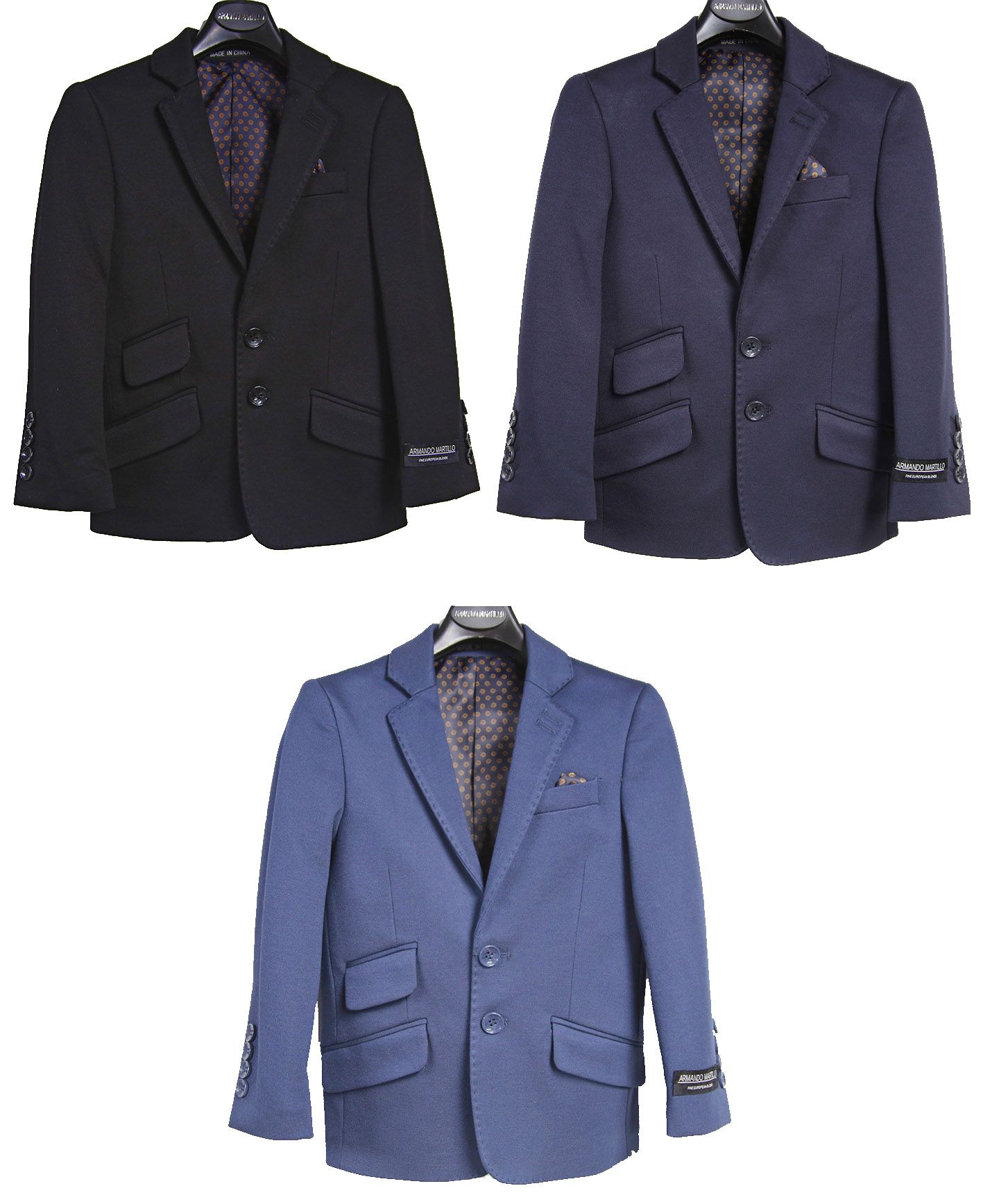 ARMANDO MARTILLO Boys SLIM FIT Microfiber Blend Stretch Solid Color Blazer 602SL Boytique