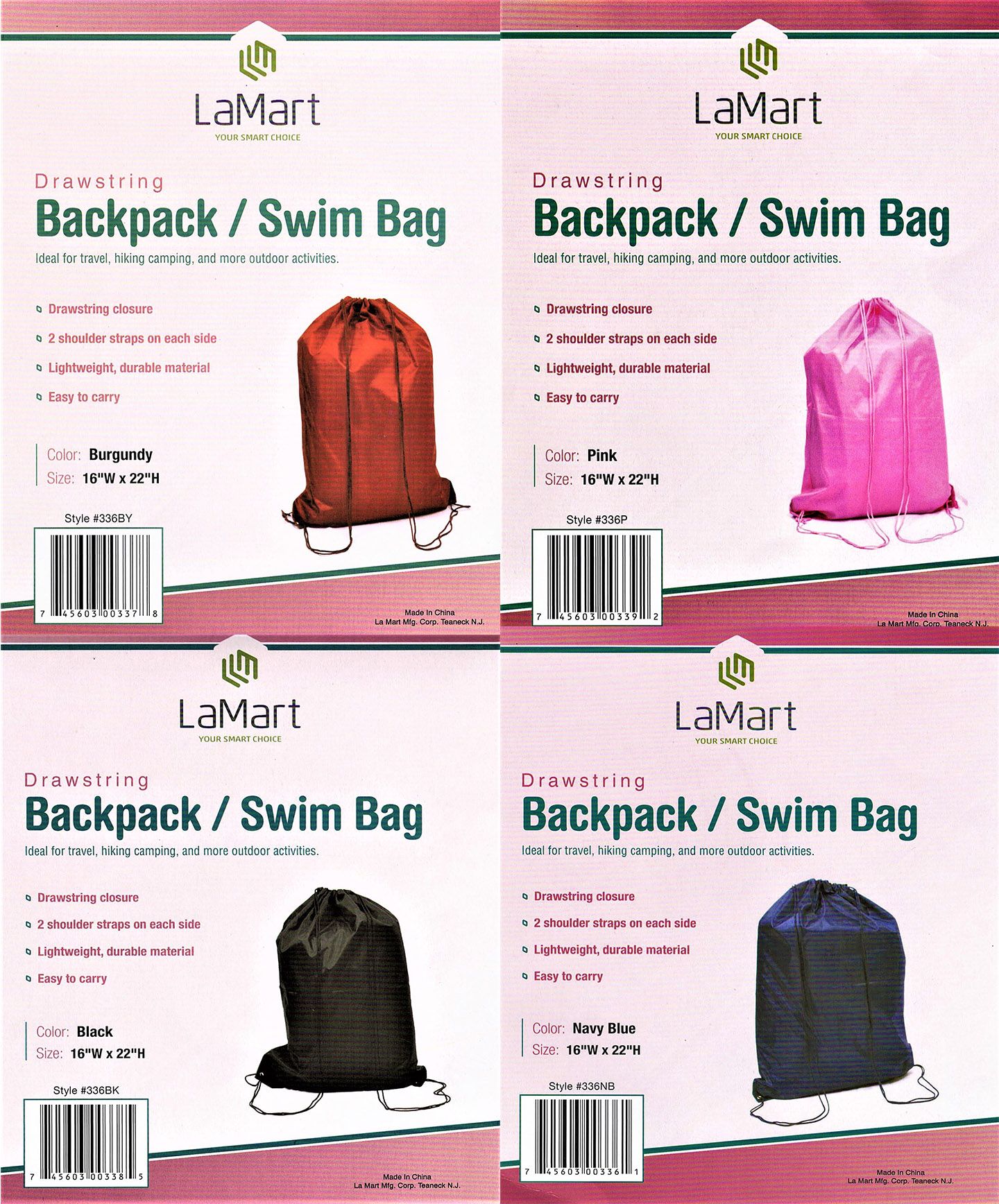 LA MART Dawstring Backpack Swim Bag 336 Boytique