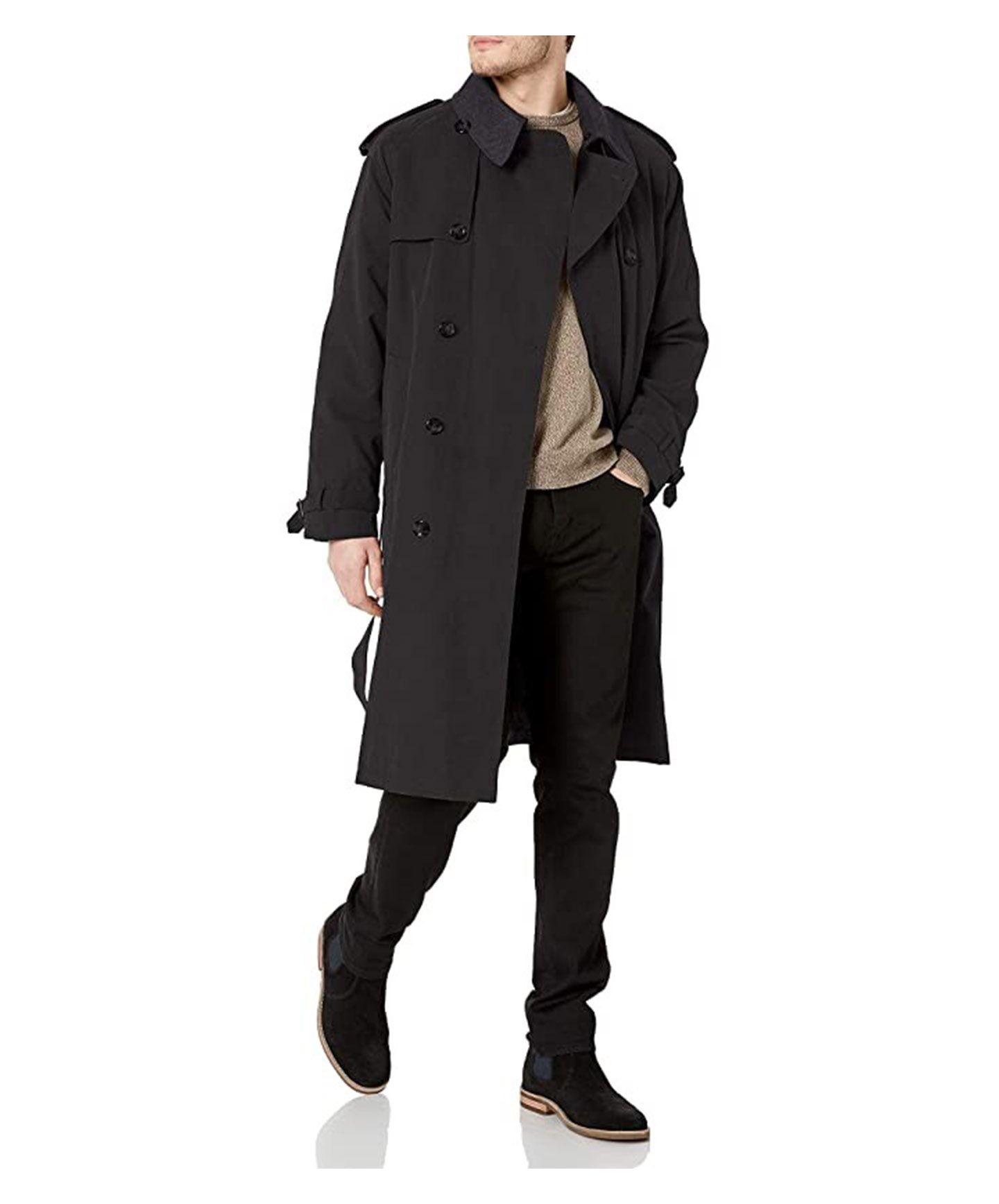 LONDON FOG Mens Double Breasted With Zip out Liner Top Trench Coat Boytique